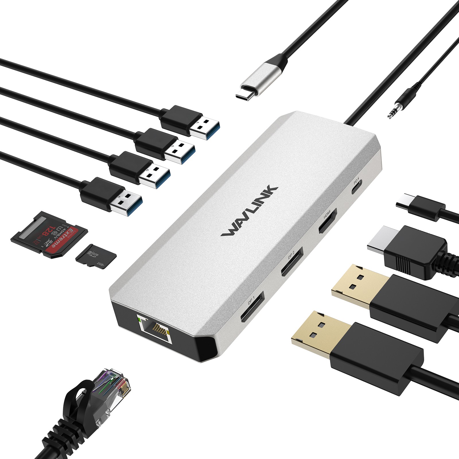 USB C Hub Triple Monitor 12-in-1 Laptop Docking Station Multiport Adapter 85W PD