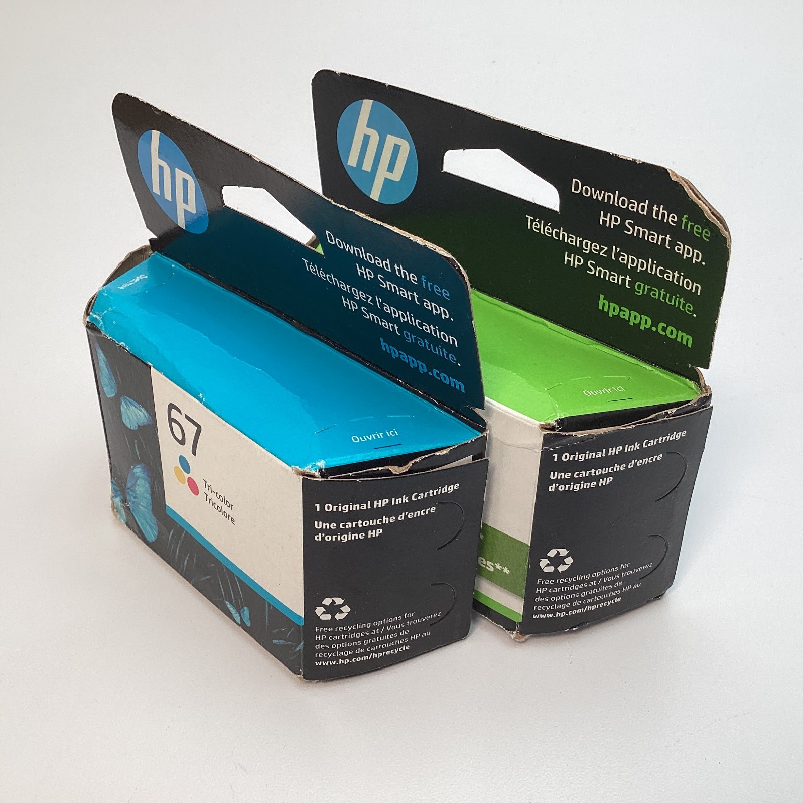 Lot of 2 HP 67XL Black & 67 Tri-Color Ink Cartridge – 3YM57AN 3YM55AN – 11/2025+
