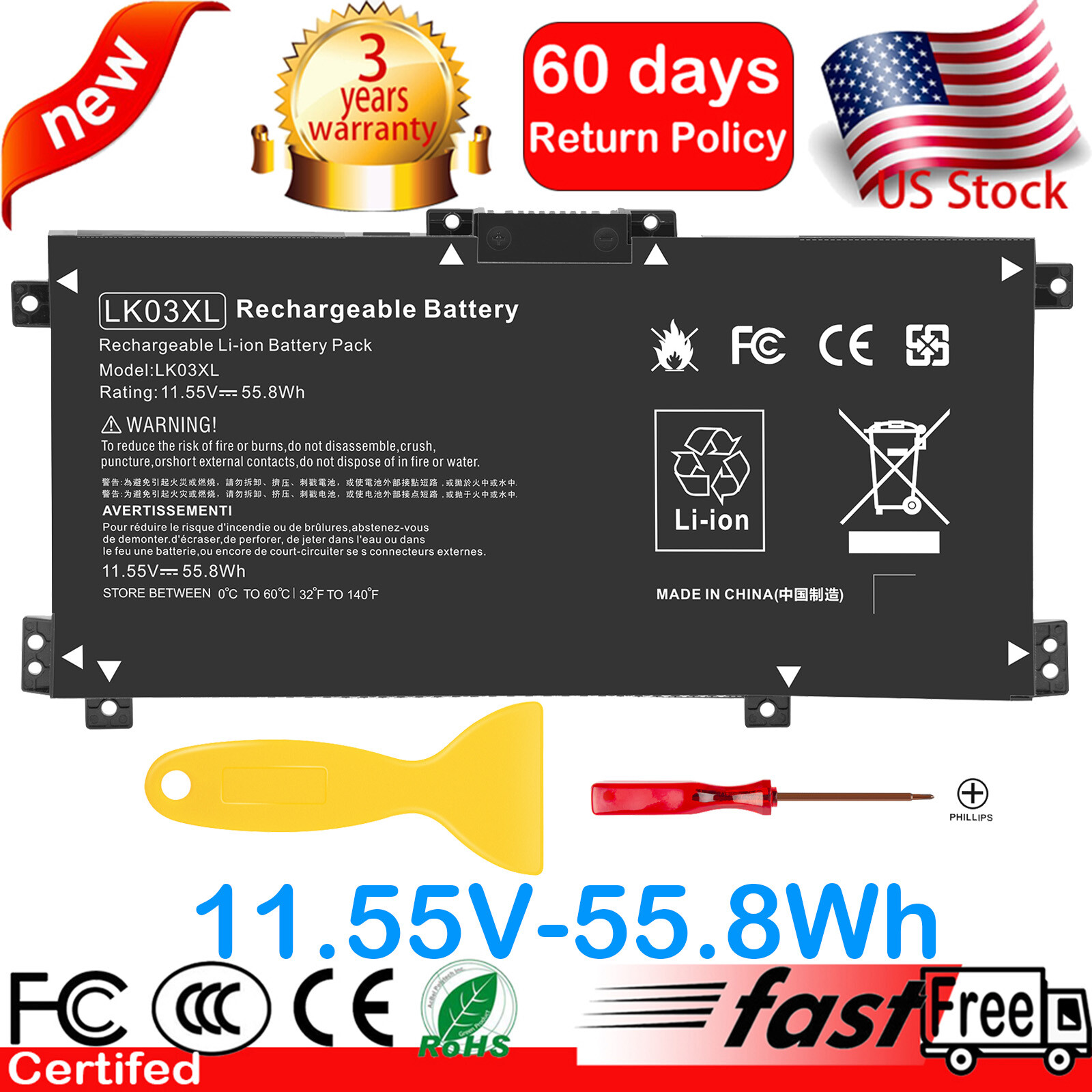 LK03XL Battery for HP Envy X360 15-BP 15-BQ 15M-cn0012dx 17M-AE011DX HSTNN-LB7U