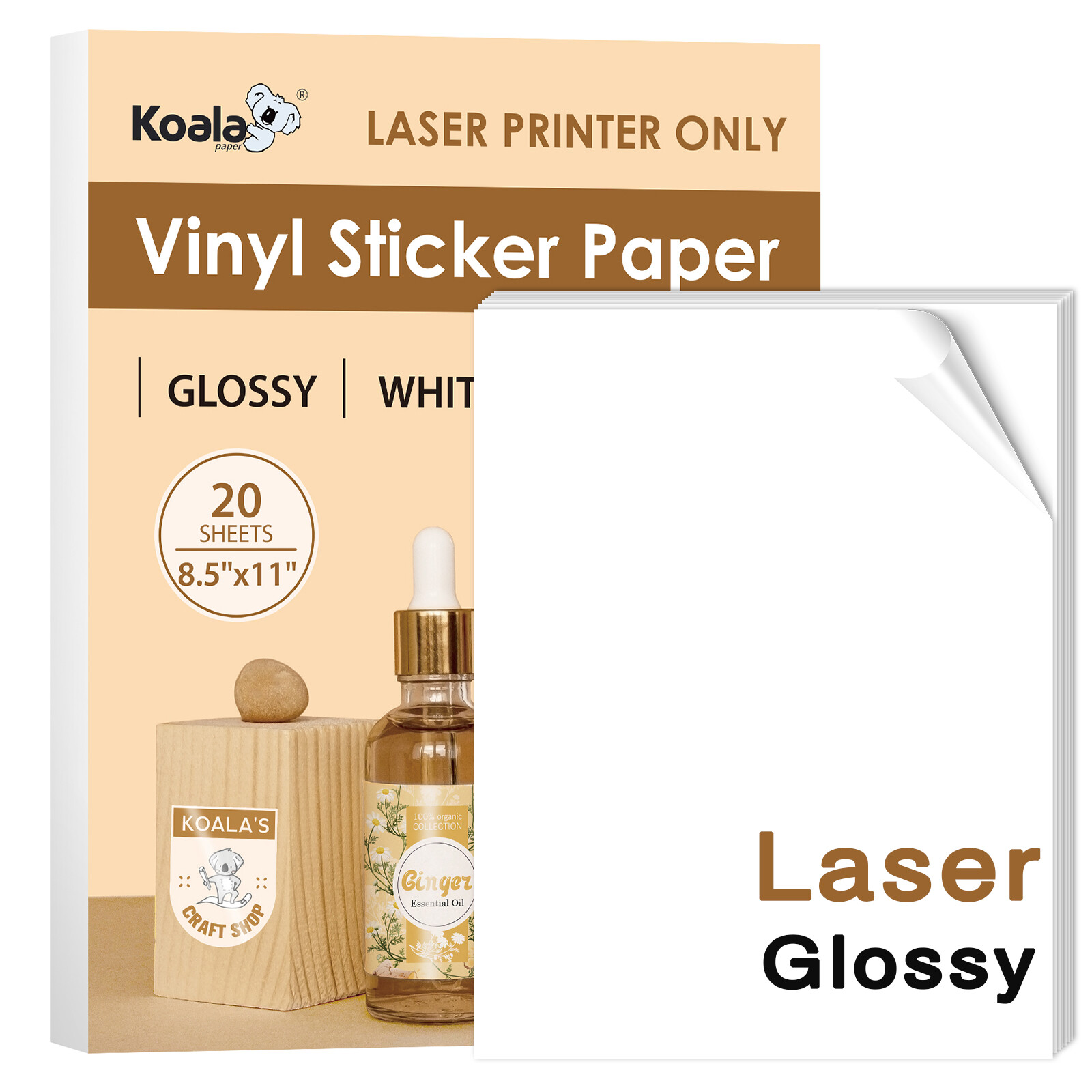 Lot 10-60 Koala Printable Vinyl Sticker Paper for LASER – Glossy/ Matte/ Clear