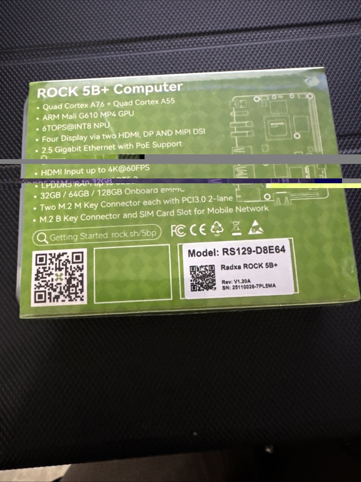 Radxa RS129-D8E64 Rock 5B+ / 5B RK358 plus SBC 8GB RAM 64 GB eMMC with case