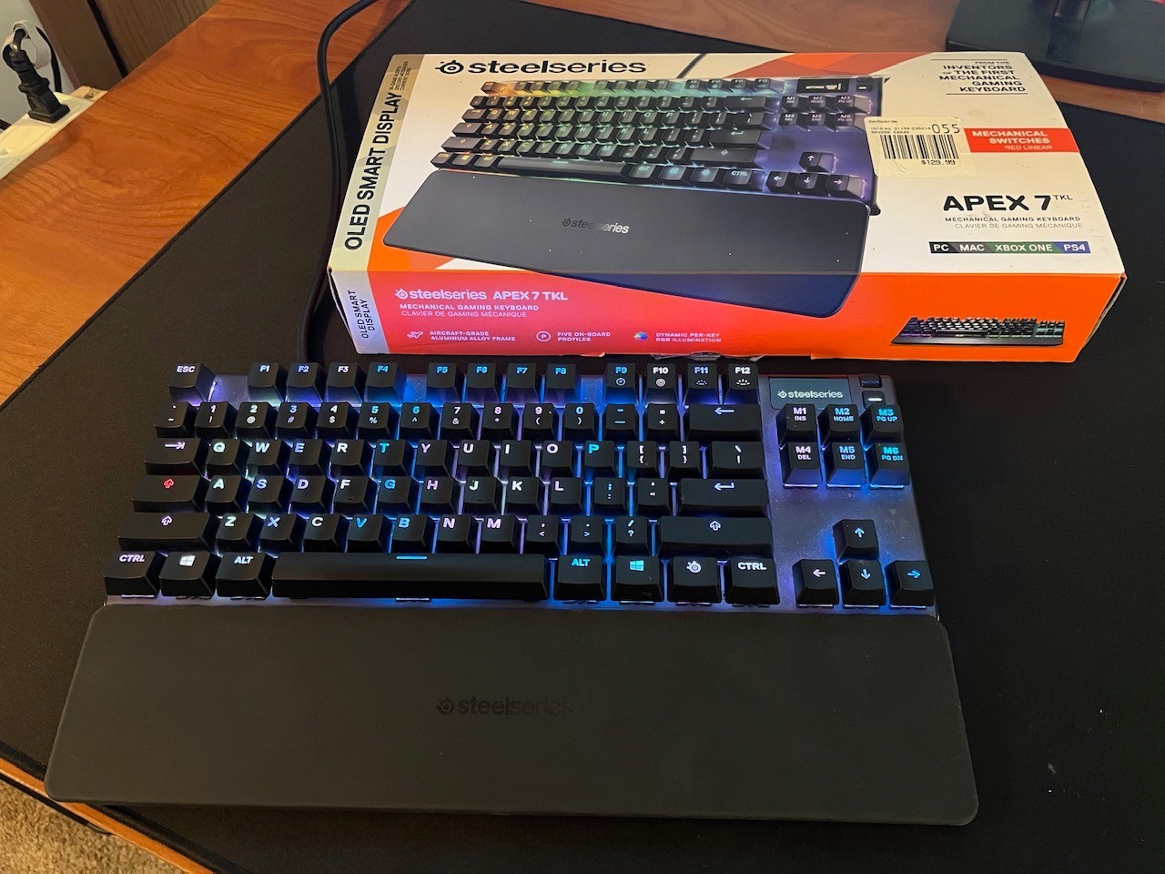 SteelSeries Apex 7 TKL Gaming Keyboard – Red Linear Switches – Black – Wired