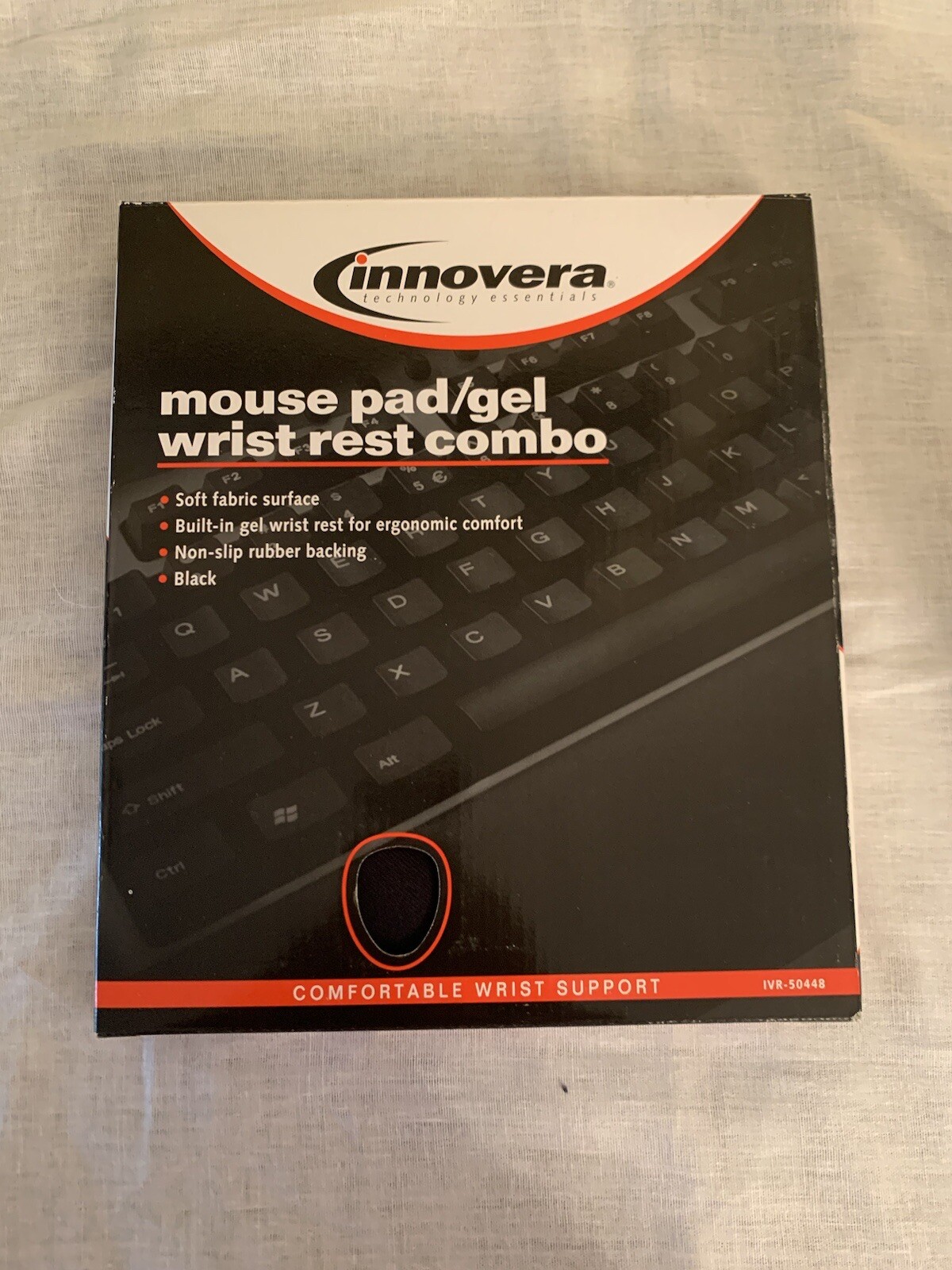 Innovera Mouse Pad w/Gel Wrist Rest Nonskid Base 8.82” x 10.35” Black 50448