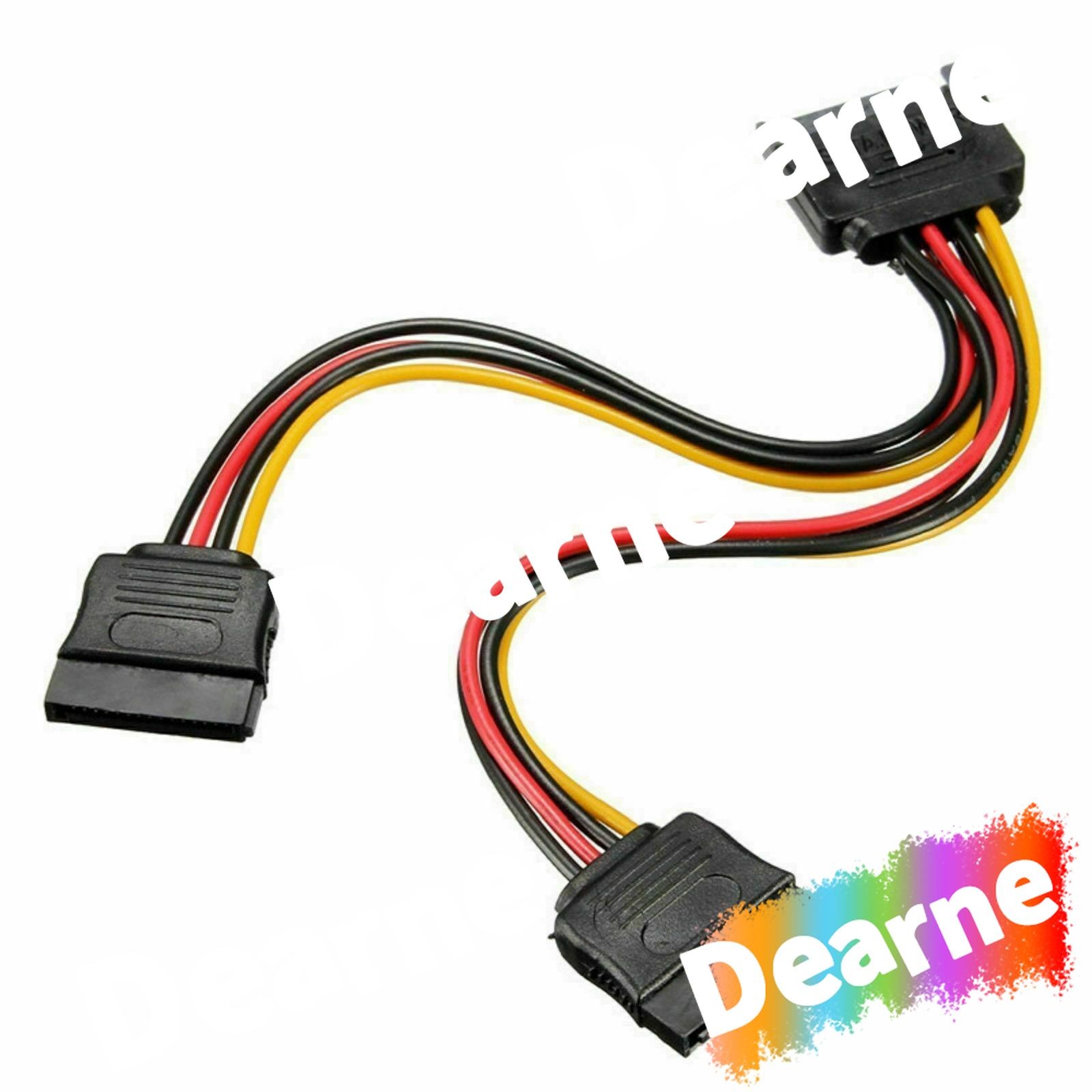 SATA Power 15-pin Y-Splitter Cable Adapter Male to Female for SSD HDD Hard Drive