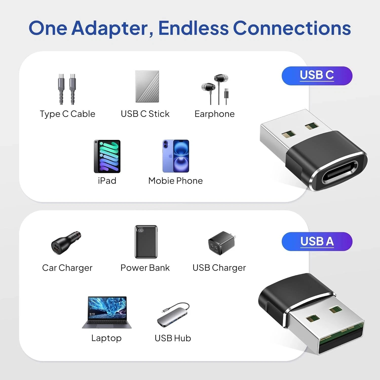 3 PACK USB C 3.1 Type C Female to USB 3.0 Type A Male Port Converter Adapter NEW