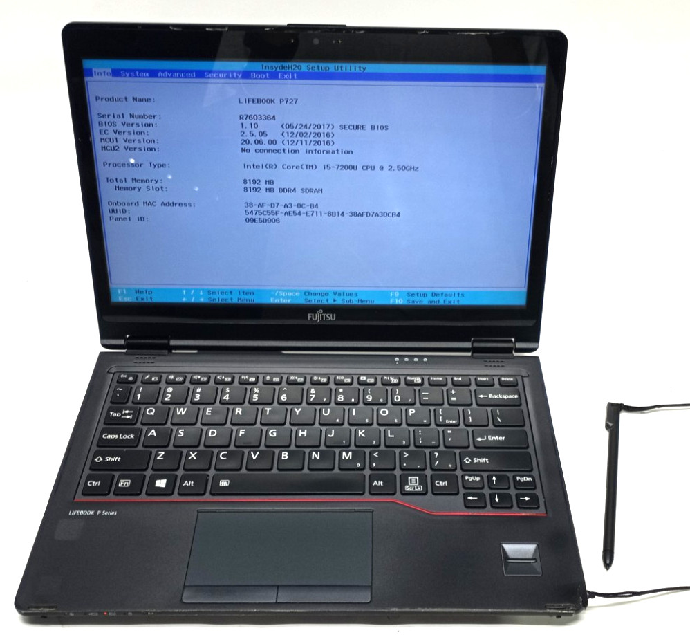 Fujitsu LifeBook P727 TOUCH 12.6″ i5-7200u@2.50GHz 8GB RAM No HDD No OS MC769*!