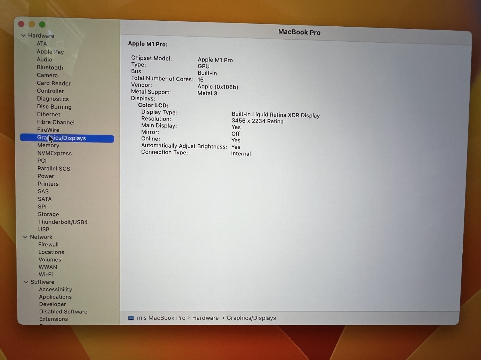 Apple MacBook Pro M1 Pro 10-Core 16.2 Inch 32GB RAM 1TB SSD Silver A2485