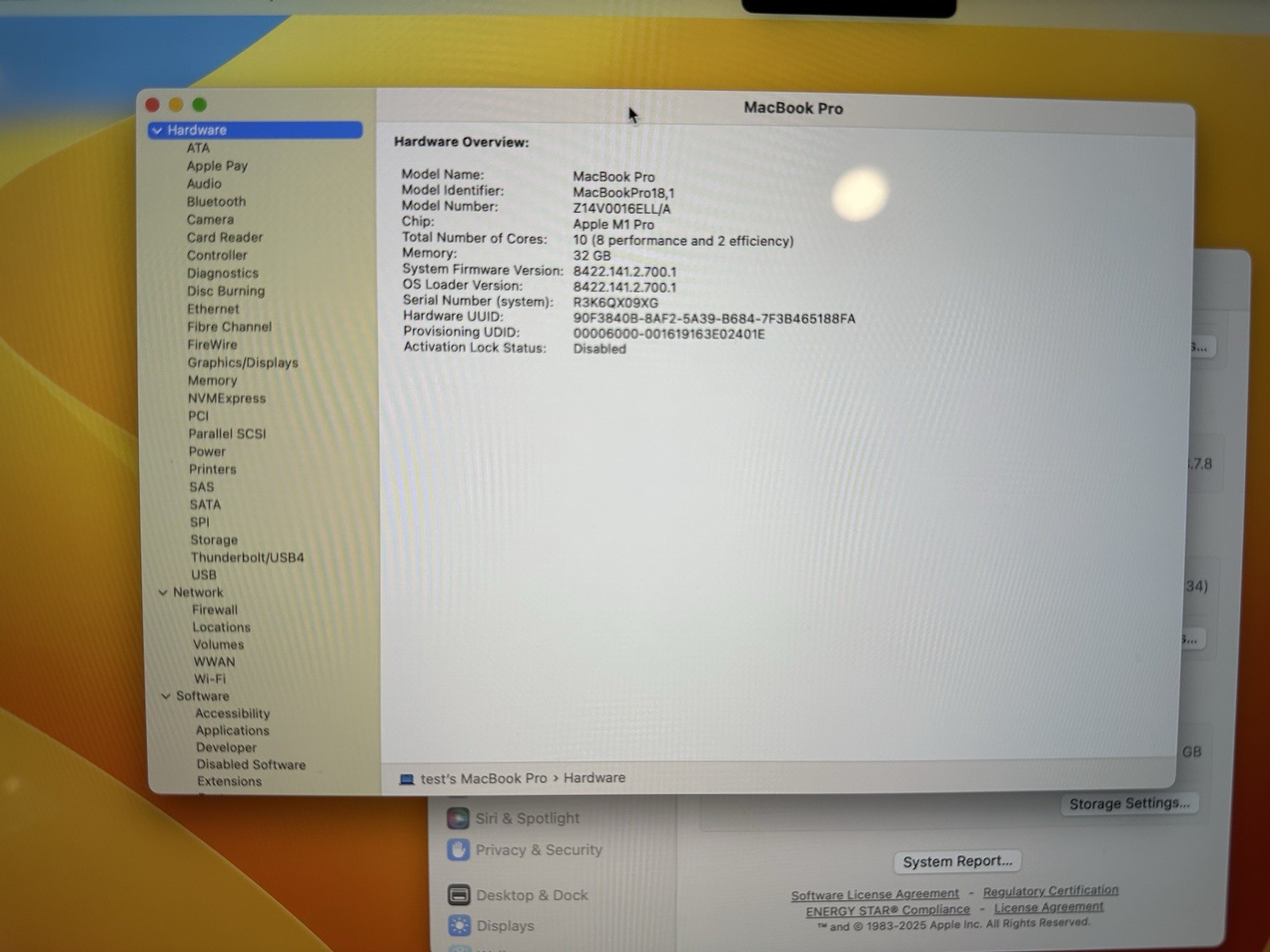 Apple MacBook Pro 2021 A2485 16in M1 Pro 10 CPU 16 GPU 32GB RAM 512GB