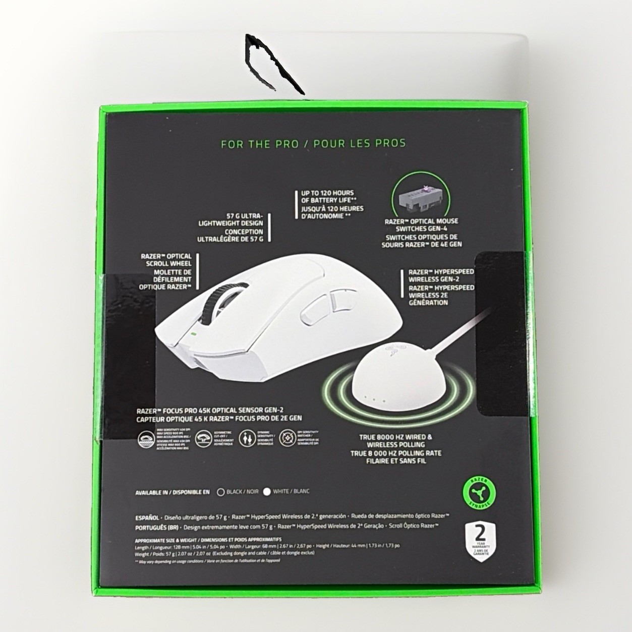 Razer DeathAdder V4 Pro Wireless Esports Gaming Mouse 8000Hz HyperPolling, White