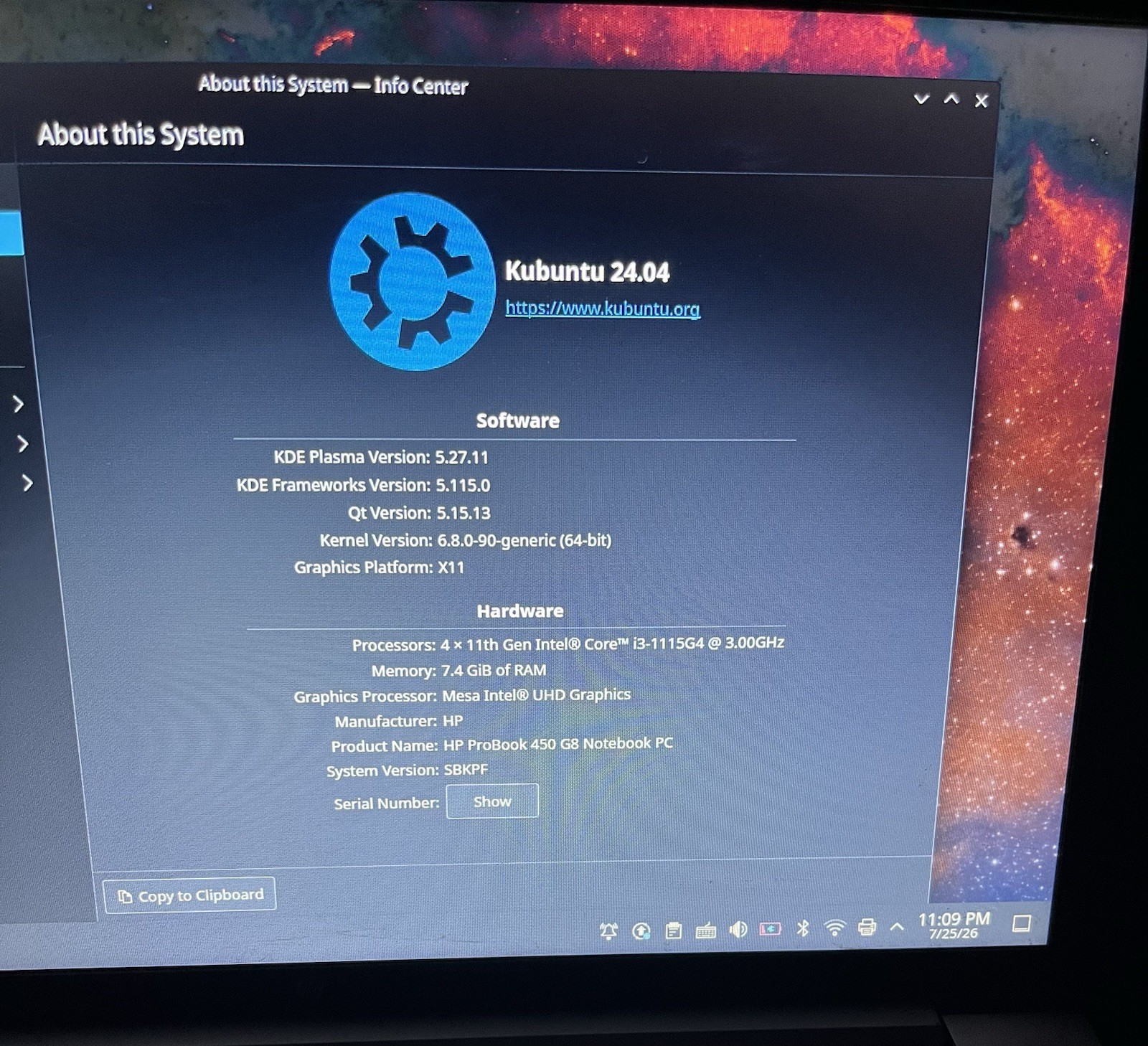 HP ProBook 450 G8 15.6″ i3-1115G4 8GB RAM 256GB SSD Kubuntu 24.04