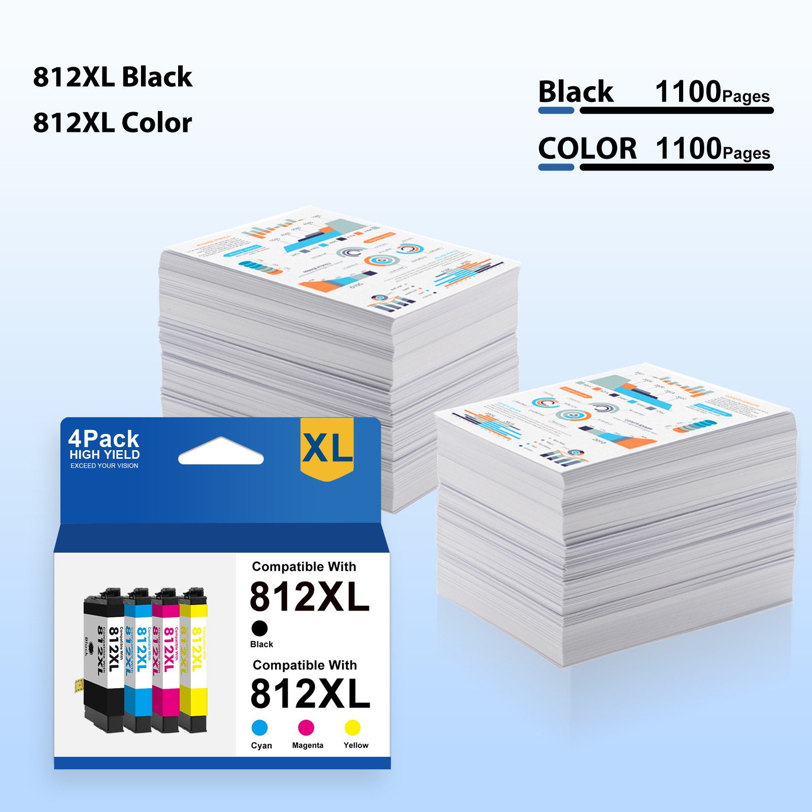812XL T812XL Ink Cartridges For Epson WorkForce EC-C7000 WF-7840 WF-7820 WF-7310