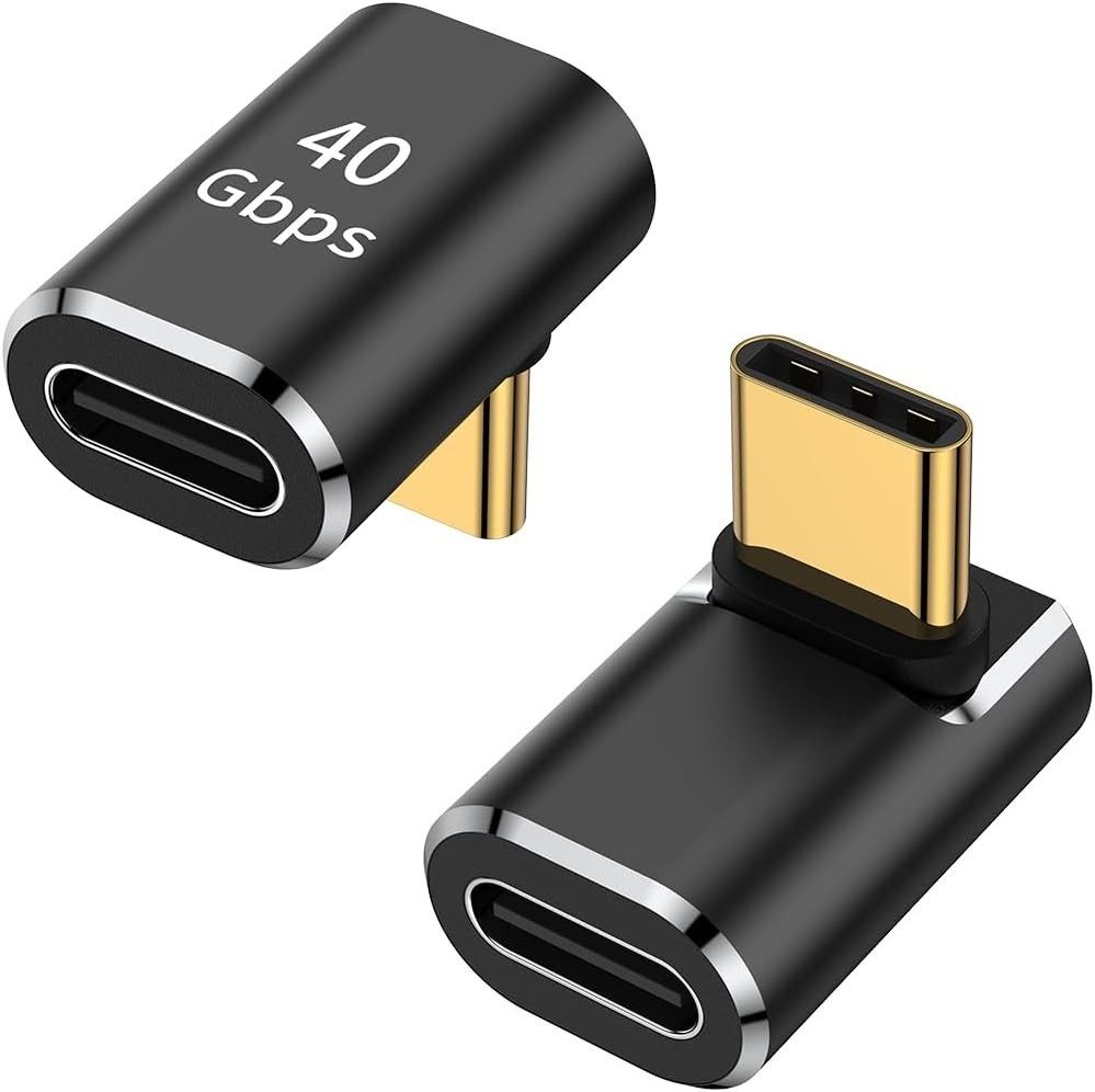 USB C 90 Degree Adapter, Right Angle L Shape USB Type C Male to Female 2 Pack