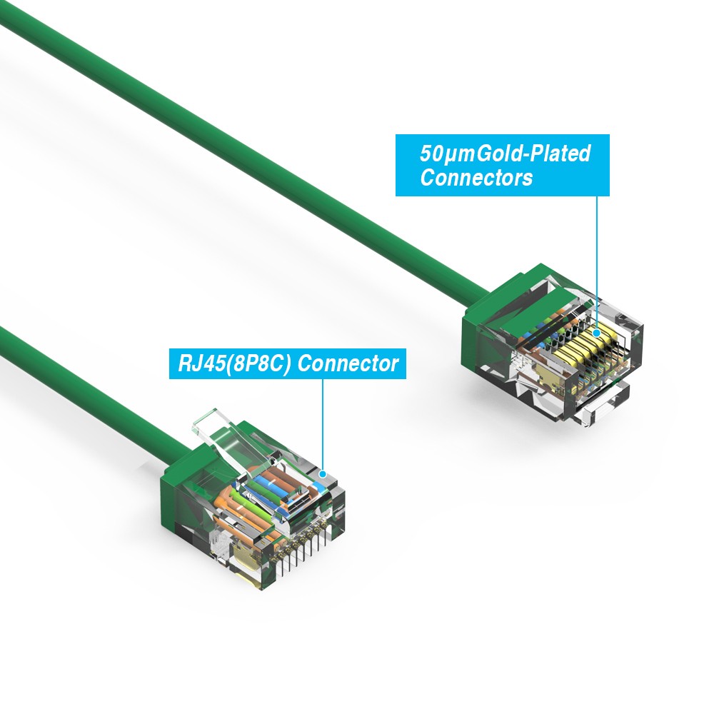 10 Pack of 6Ft CAT6A UTP Super-Slim Ethernet Network Cable 32AWG Green
