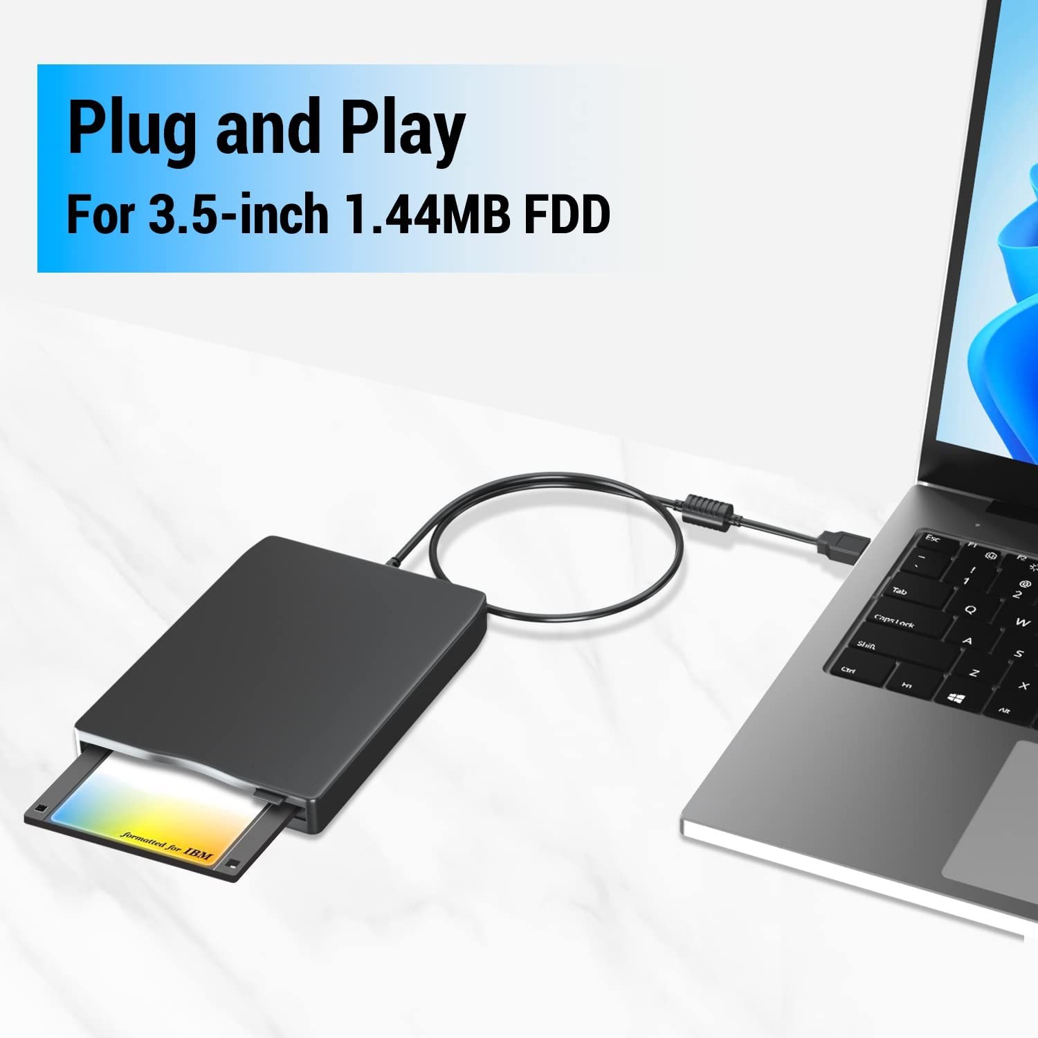 3.5” USB 2.0 Data External Floppy Disk Drive 1.44MB For Laptop PC Win 7/8/10 Mac