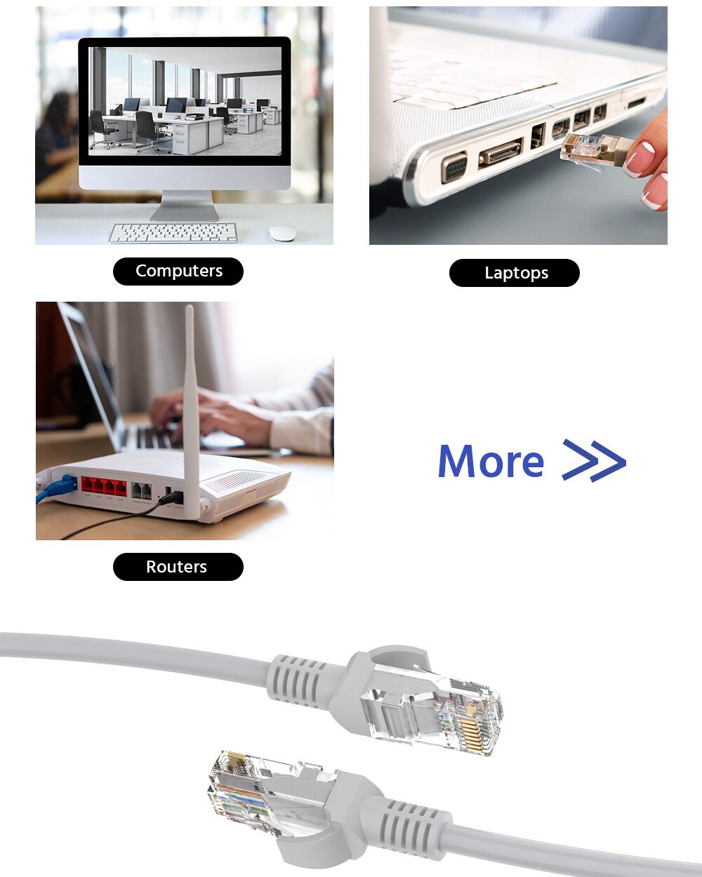 ANNKE 60ft 100ft CAT5E LAN RJ45 Ethernet Cable for POE Security IP Camera System
