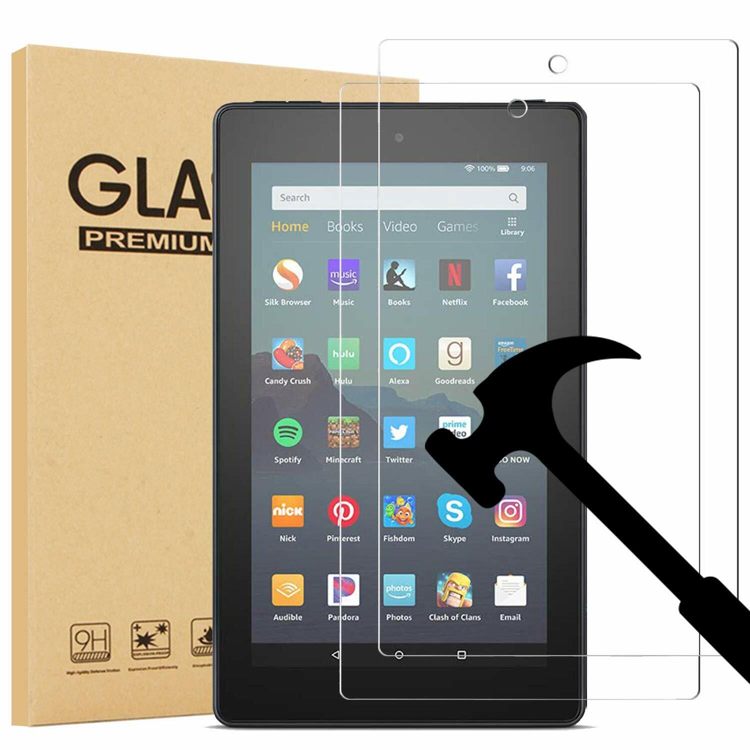 2 Pack Tempered Screen Protector For Amazon Kindle fire 7″/ HD 8″/ HD 10″ Tablet