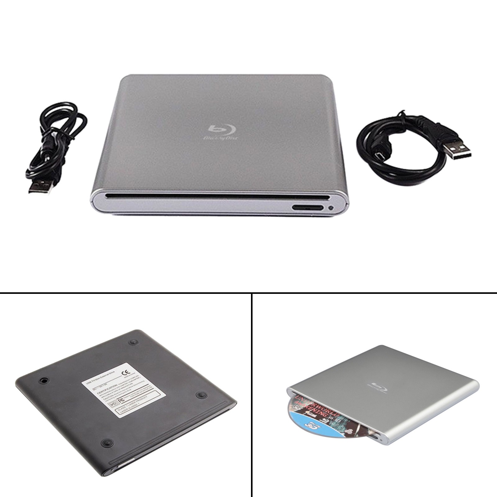 Genuine 6X Blue ray Burner External USB 3.0 Player DVD CD BD Recorder PC Drive