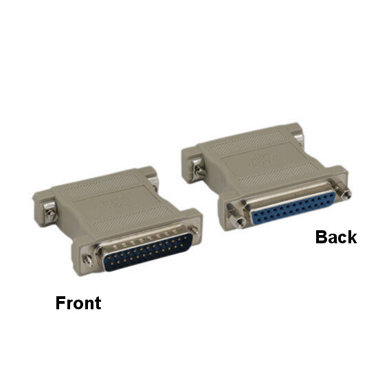 Null Modem DB25 Male to DB25 Female Adapter 25 Pin Connector RS-232 Crossover
