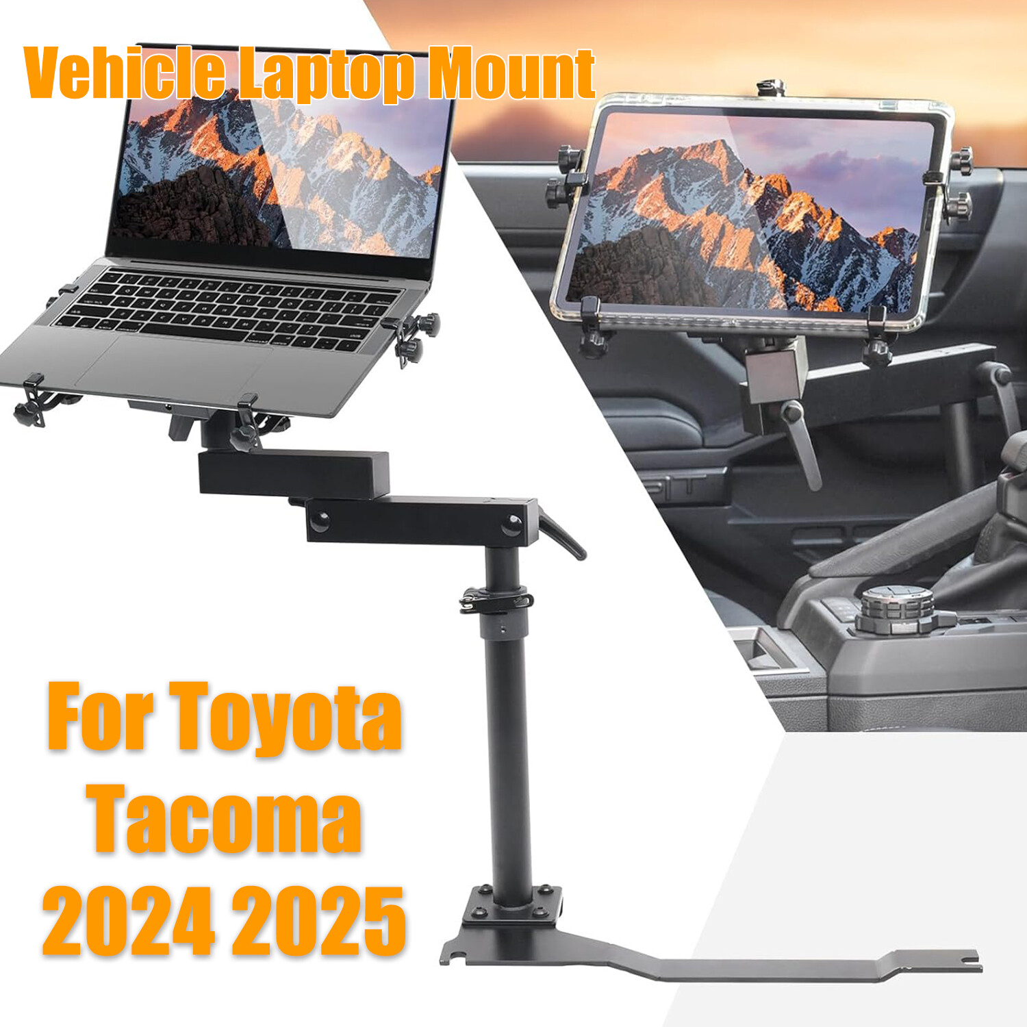 Heavy Duty Truck Laptop Mount for Toyota Tacoma 2024 2025 Adjustable Aluminum
