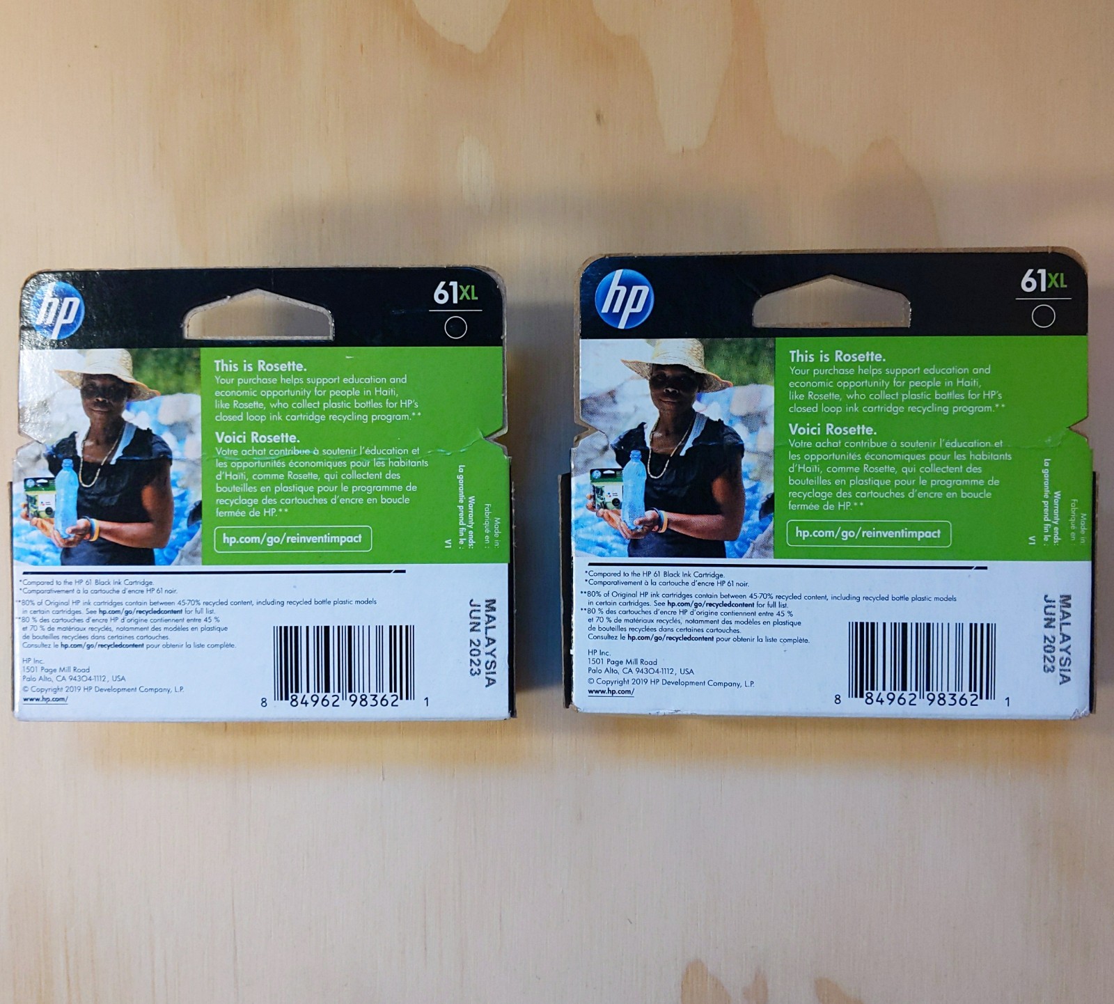 LOT (2) HP 61XL Black High Yield Ink Cartridges CH563WN Genuine New EXP 06/2023