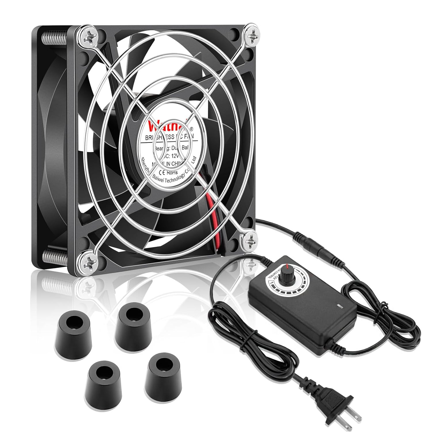Wathai 80Mm Small Computer Cooling Fan with AC Plug, 110V 120V 220V 240V Fan Enh