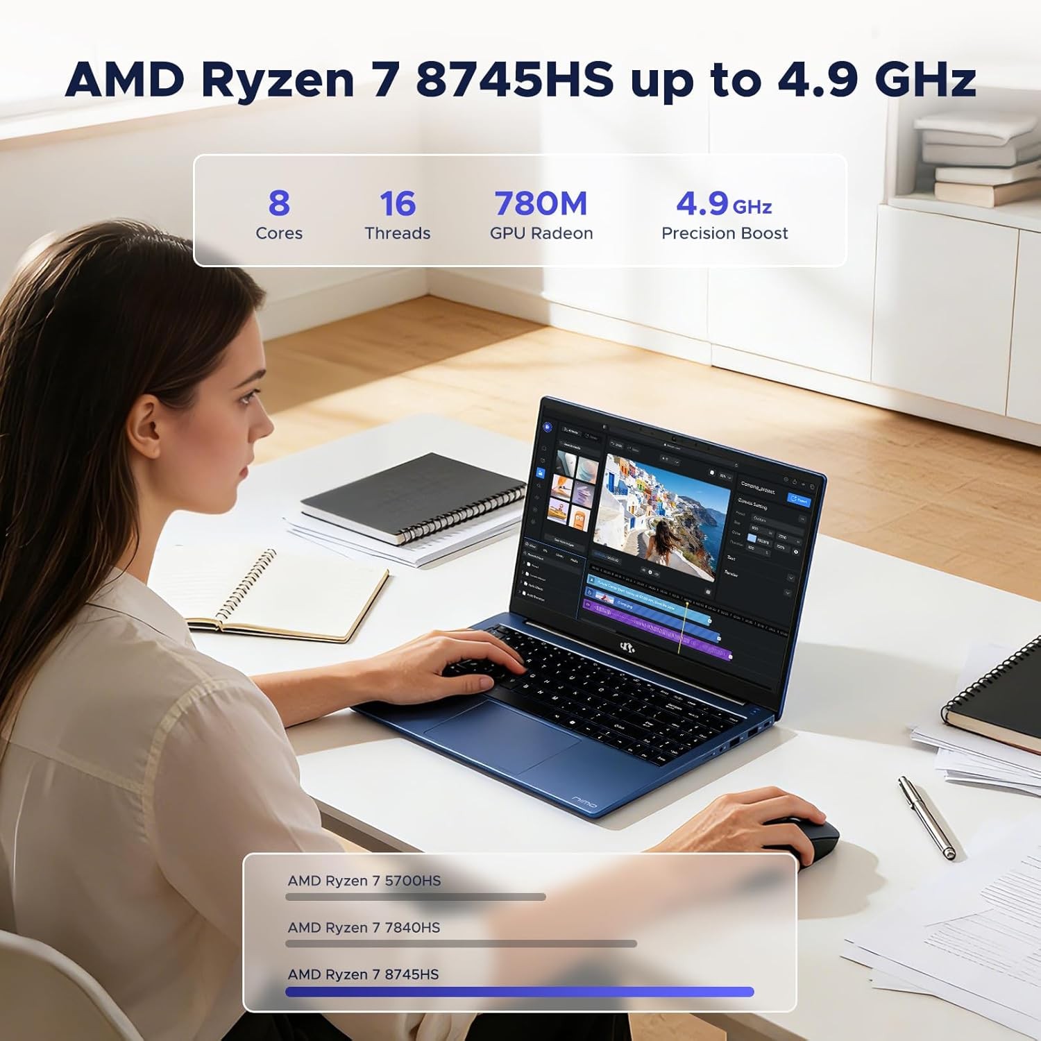 NIMO 15.6 Light Gaming-Creator-Laptop 8-Core AMD Ryzen 7 8745HS 32GB RAM 1TB SSD
