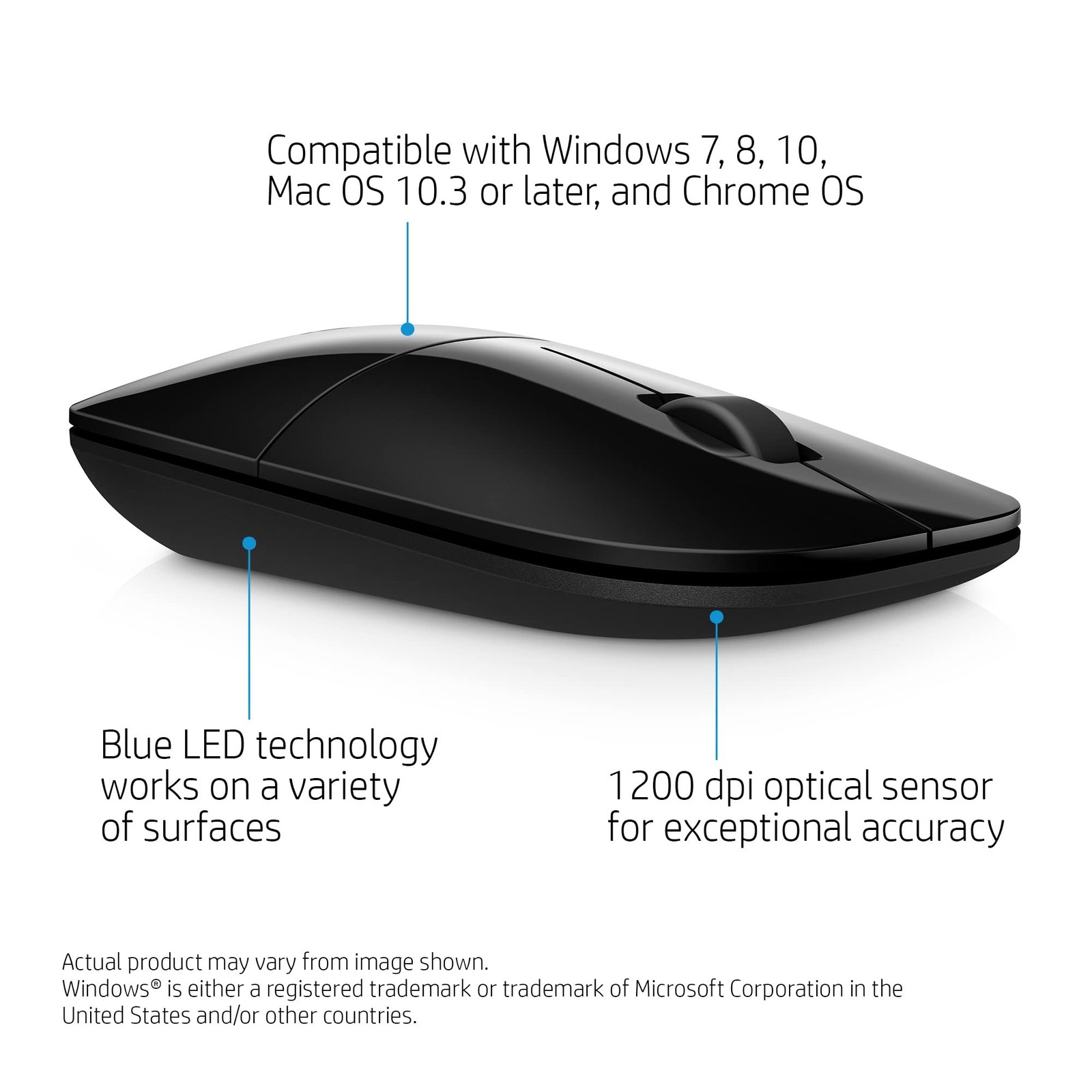 HP Wireless Mouse Z3700 (26V63AA#ABL, Black)