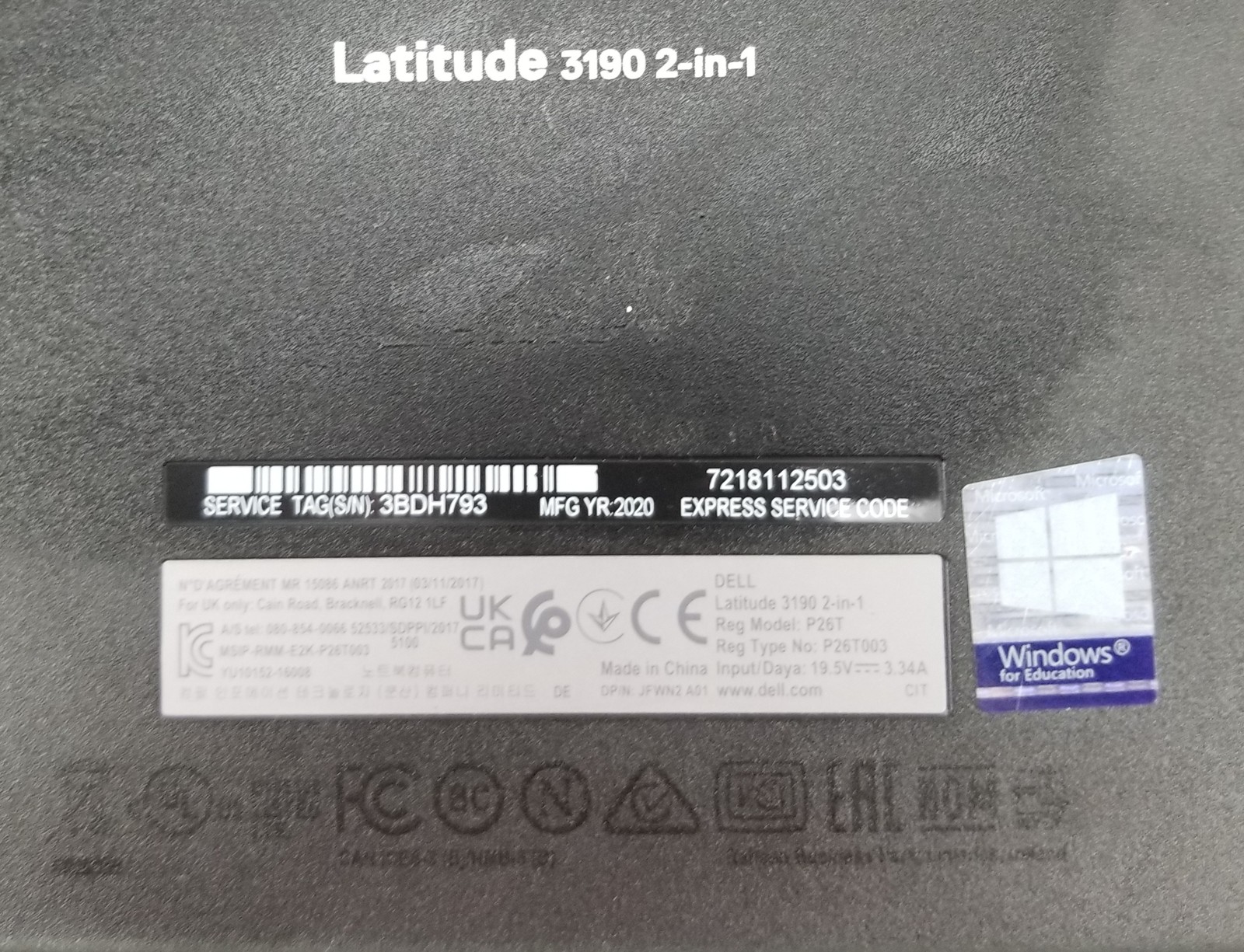 Dell Latitude 3190 2-n-1 Silver N5030 @ 1.10GHz 8GB 128GB SSD WIN 11 PRO EDUCATI
