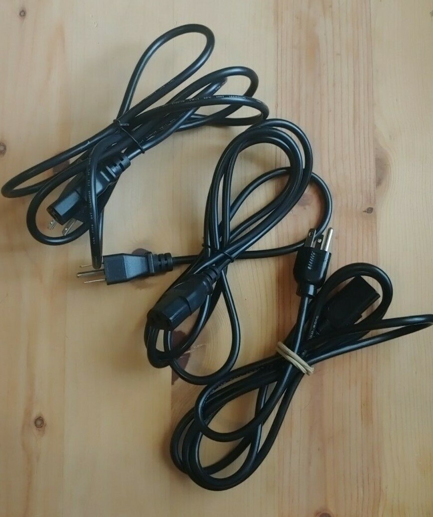 Lot of 3 Computer PC Monitor 3 Prong Power Cord Cable IEC320 18AWG PC COMPUTER