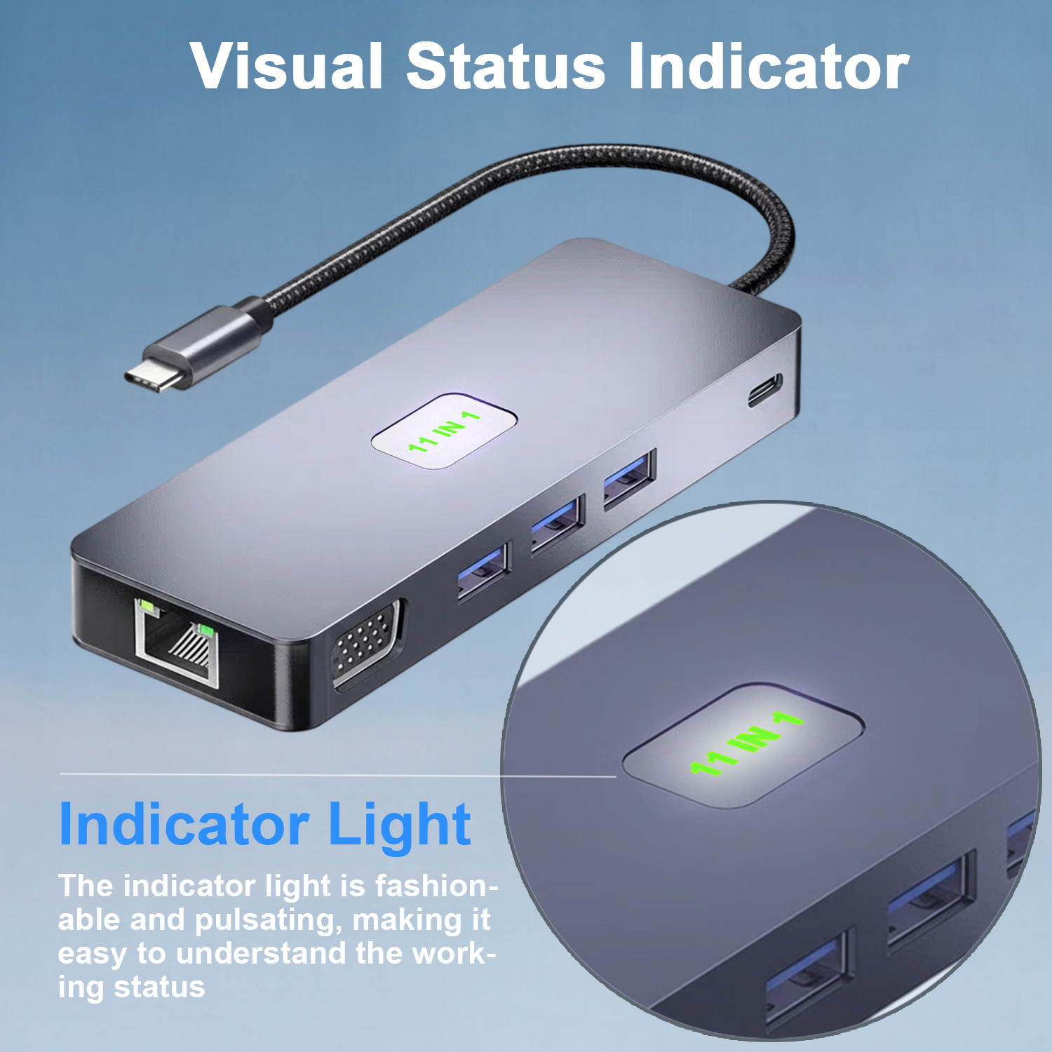 USB-C Docking Station Dual Monitor With 2 HDMI+1 DP,Gigabit Ethernet,10Gbps USB3