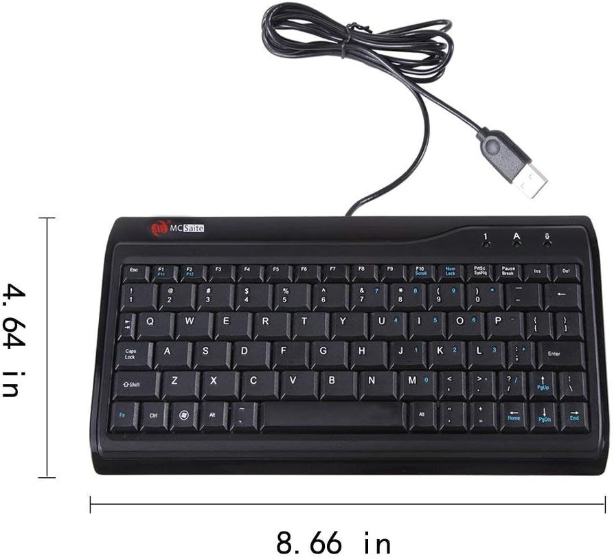 Super Mini Wired Keyboard, MCSaite Full Size 78 Keys Keypad Small Portable Fit w