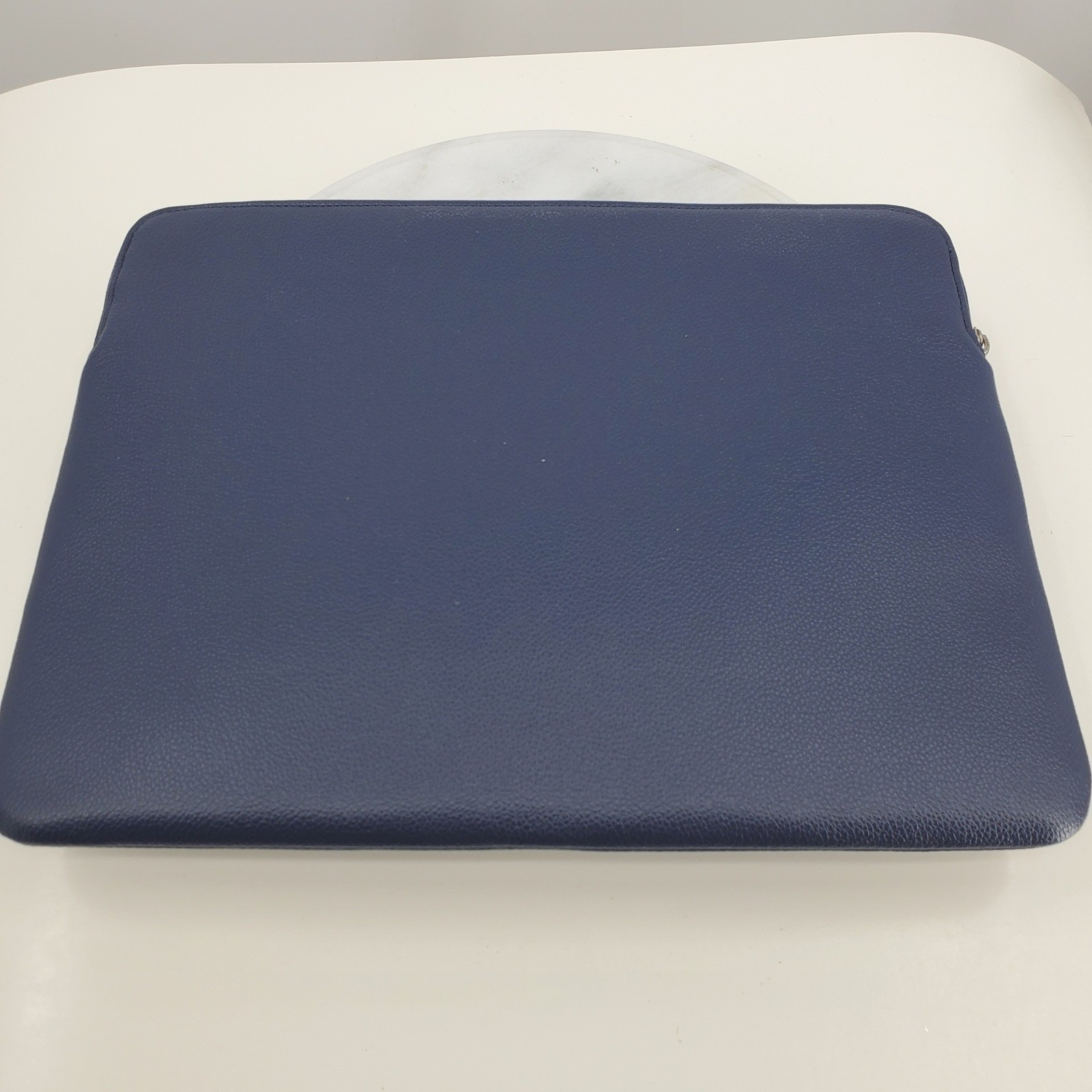 Comfyable Navy Blue Faux Leather 13 inch Laptop Sleeve Zipper Case Minimalist