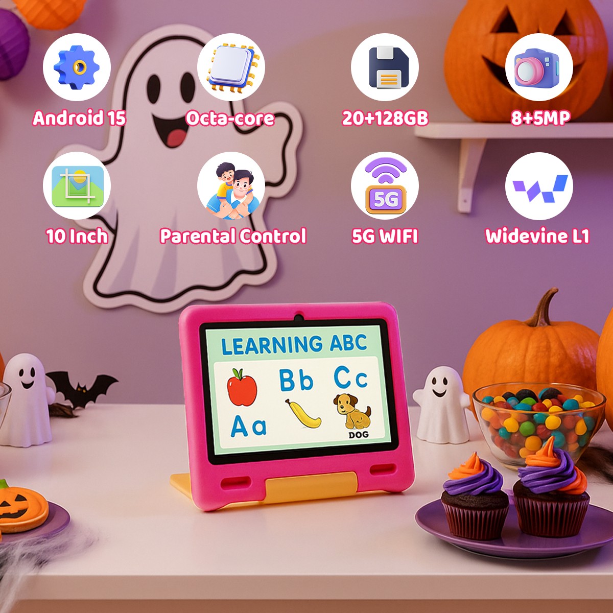 2026 Android 15 Tablet for Kids 3-12 10.1 inch Octa-Core 20GB RAM 128GB ROM WiFi