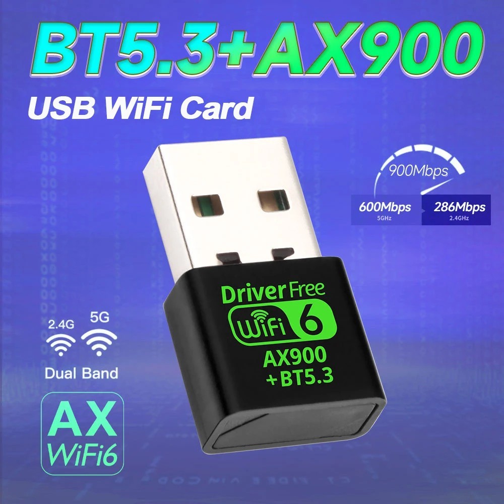 New WIFI 6 Mini USB Bluetooth Adapter Dongle Dual Band for Windows PC 11/10 US