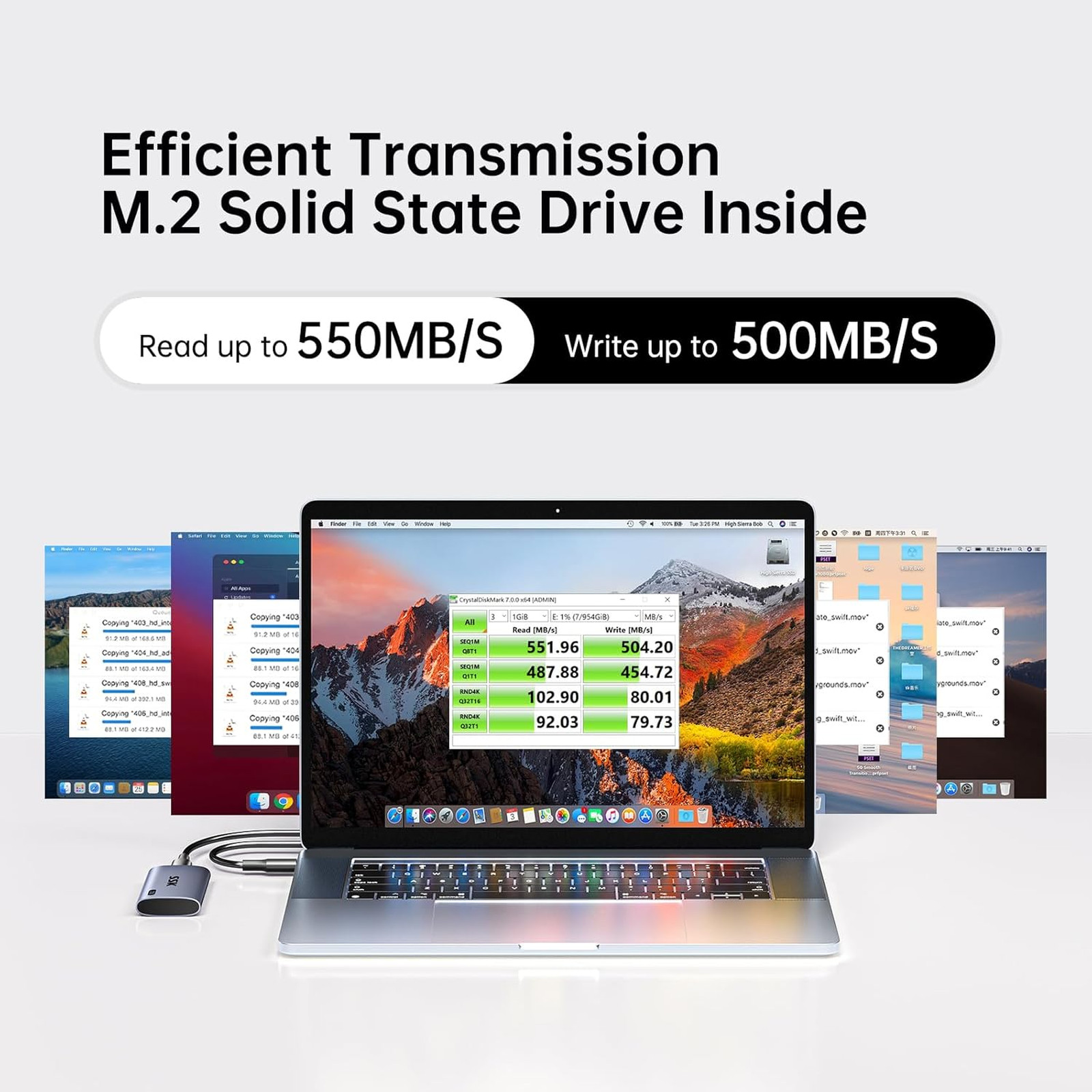 External Solid State Drive 256GB Portable SSD Up to 550MB/s USB 3.2 Gen2 for