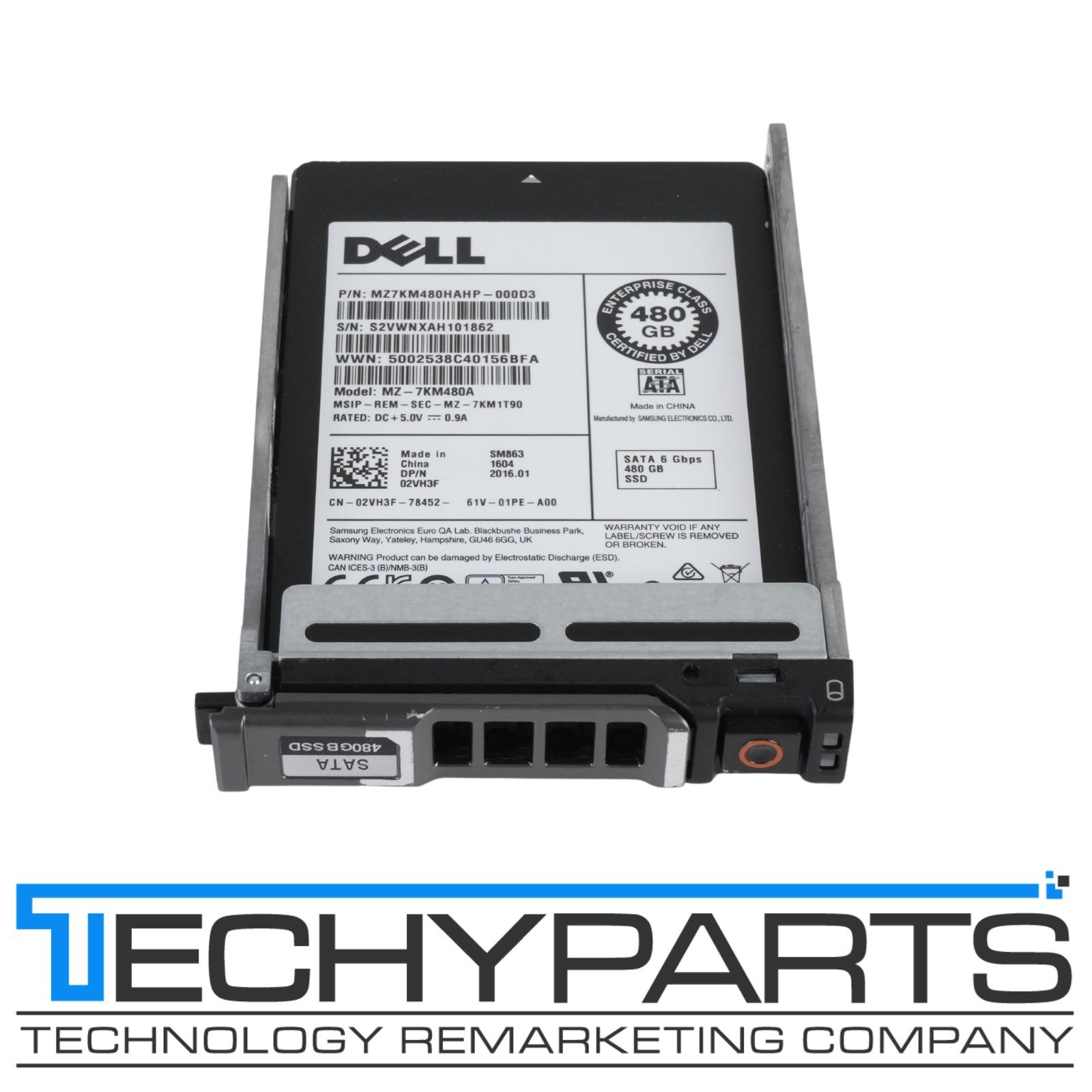 Dell 2VH3F Samsung SM863 480GB SSD 2.5″ MLC SATA 6G Solid State Drive MZ-7KM480A
