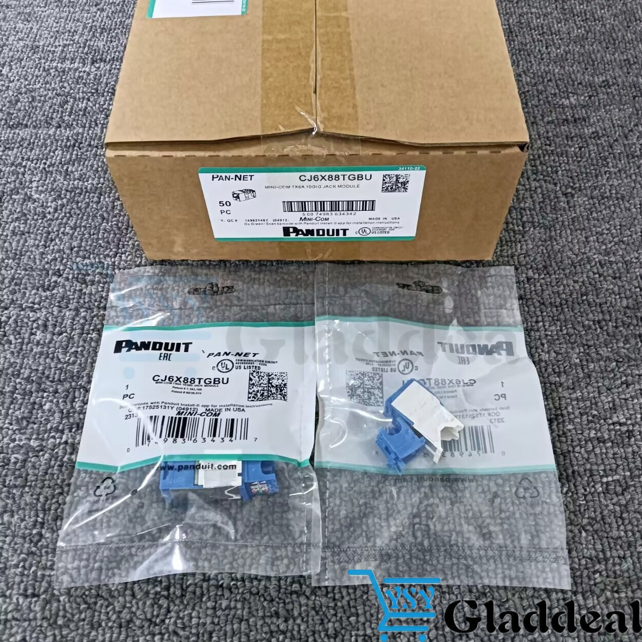 New CJ6X88TGBU (BOX OF 50) For Panduit Cat6a 10 Gig Mini-Com Jack Blue