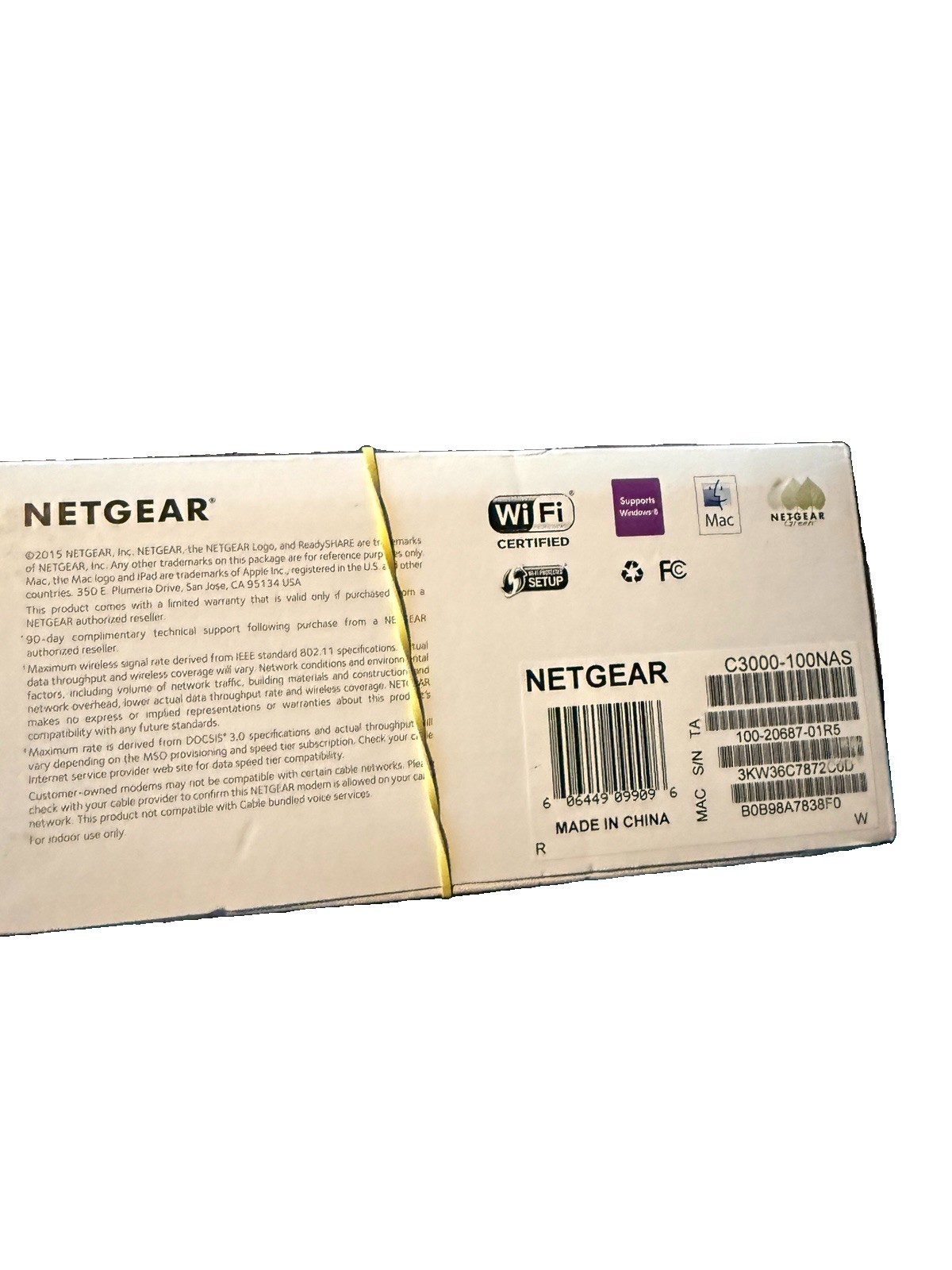 NETGEAR C3000 N300 WiFi Cable Modem Router DOCSIS 3.0 Open Box Sealed