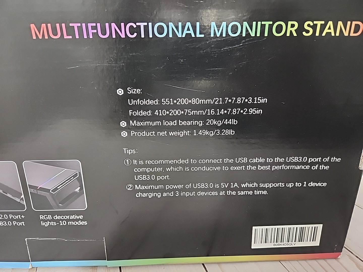 Kyolly Monitor Stand For Desk Gaming Monitor Riser RGB Light Foldable