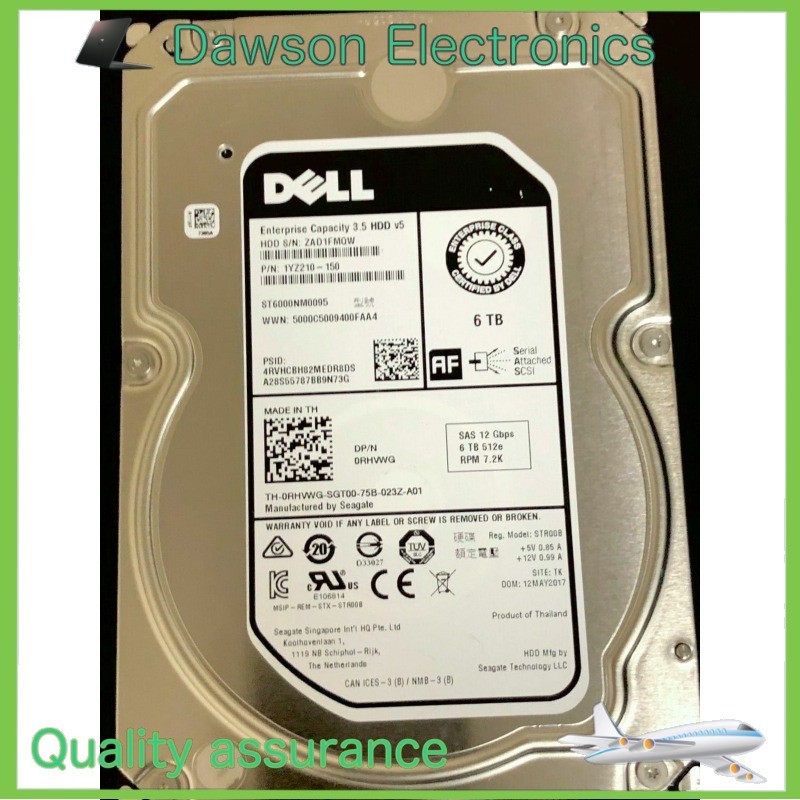 NewDELL ST6000NM0095 RHVWG 0RHVWG 3.5″ 6TB 7.2K 12GBPS 512E SAS HARD DRIVE HDD
