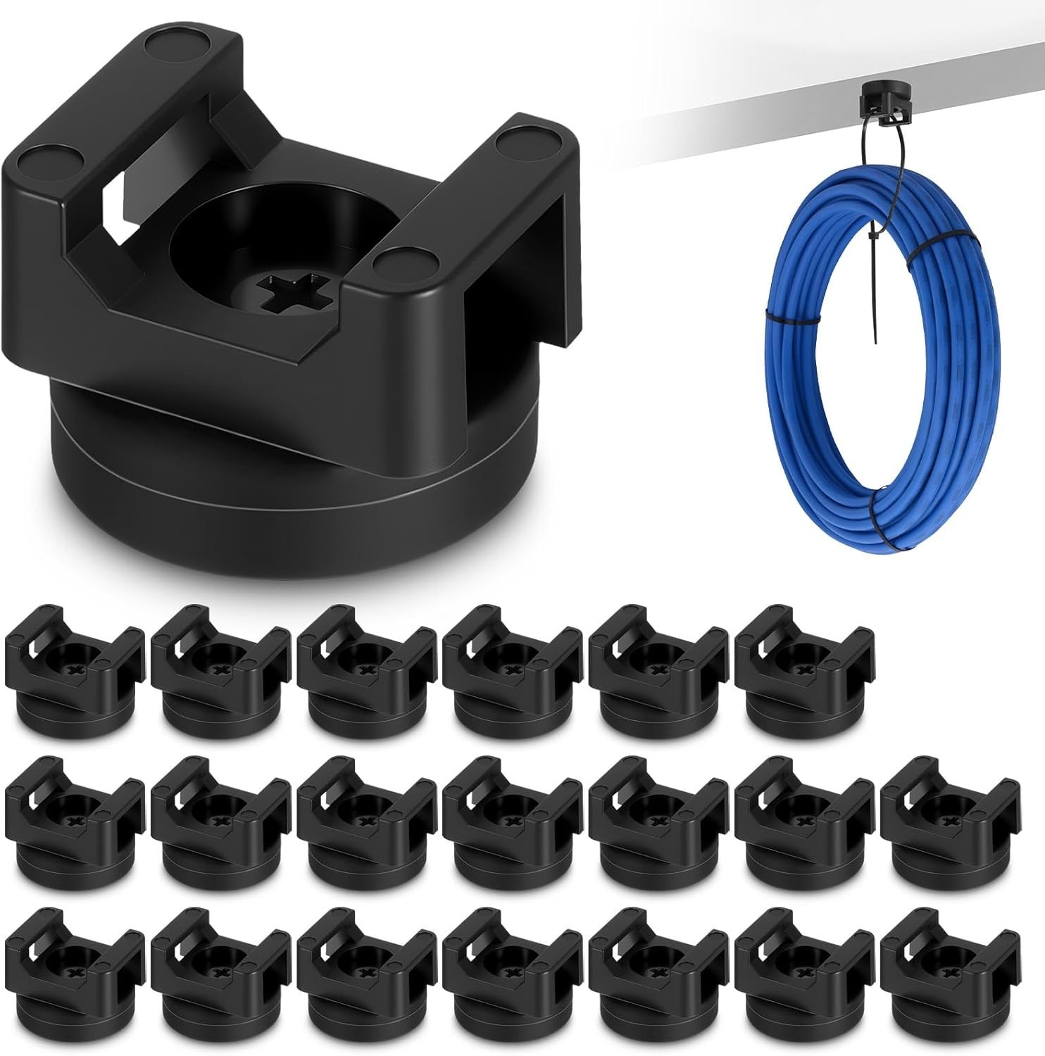 Magnetic Zip Tie Mount Base 20 Pack Cable Management Clip 22mm Wire Organizer Bl