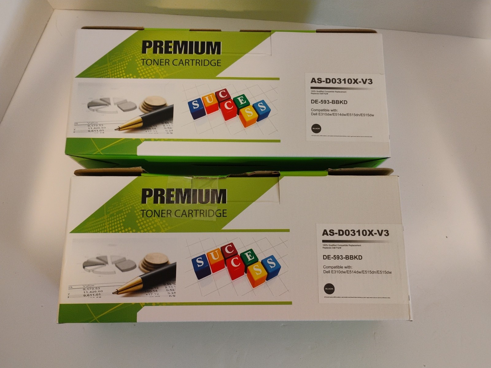 2 Black Toner Cartridges For Dell E310DW E514dw E515DN E515DW