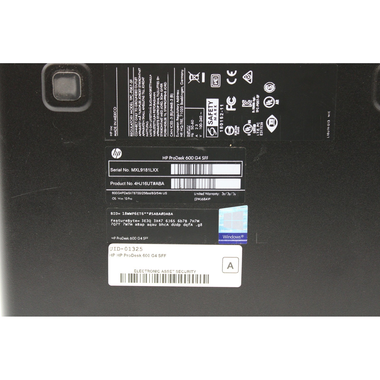 Lot of 2 HP ProDesk 600 G4 SFF i7-8700 3.2GHz 16GB 256GB SSD No OS, Power Cord