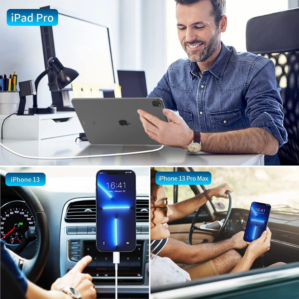 New USB-C Fast Car Charger For iPhone 15 14 13 12 11 Pro Max Samsung 40W Adapter