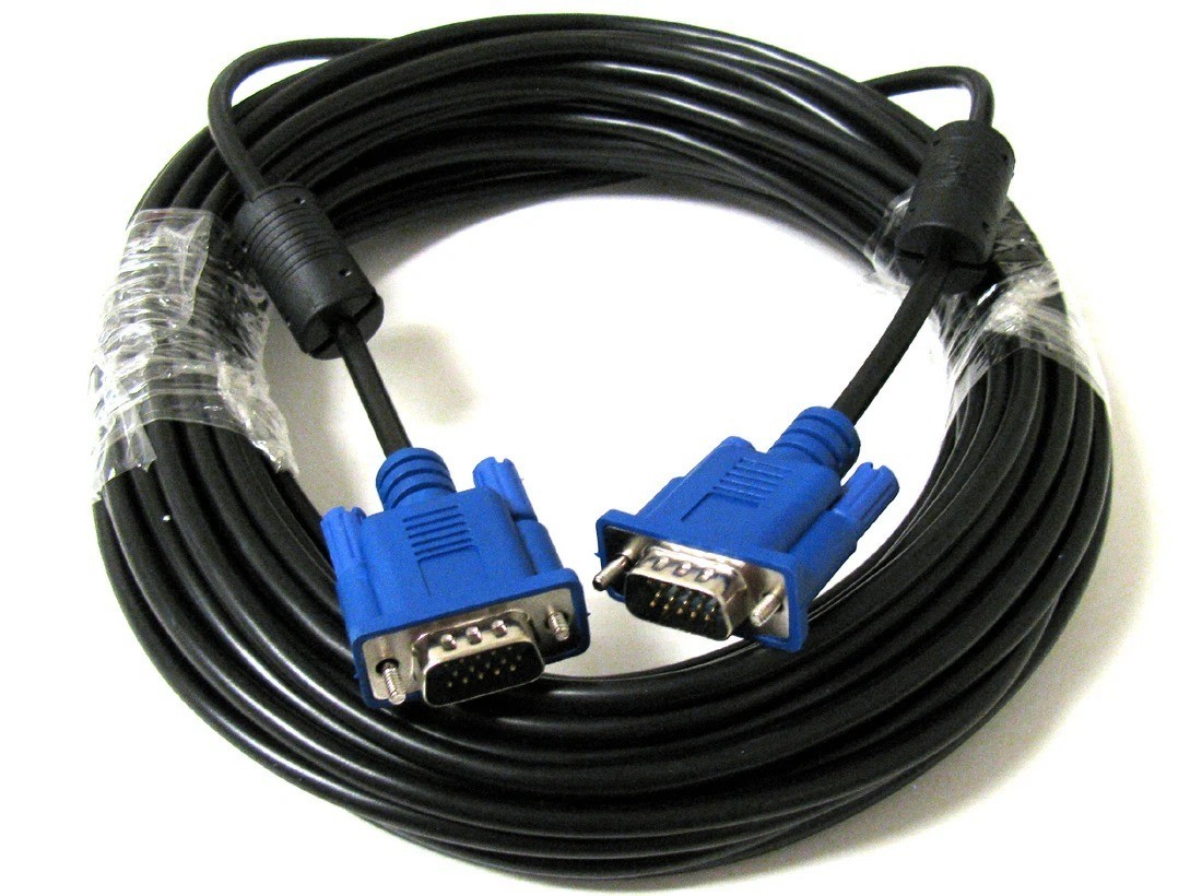 30FT BLUE SVGA VGA ADAPTER Monitor M/M Male To Male Cable CORD FOR PC TV