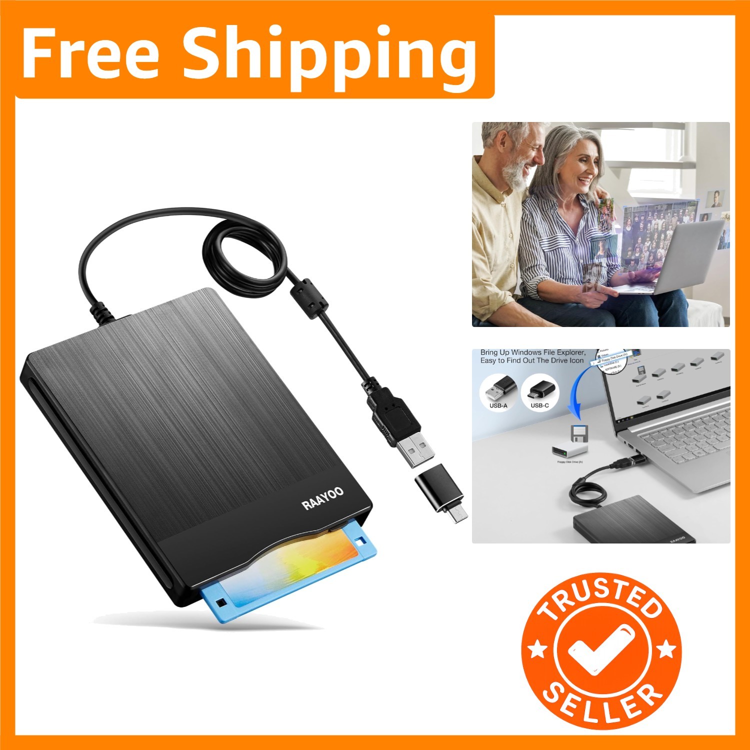 Dust-Resistant 3.5-Inch USB Floppy Disk Drive for Windows – Retrieve Old Files