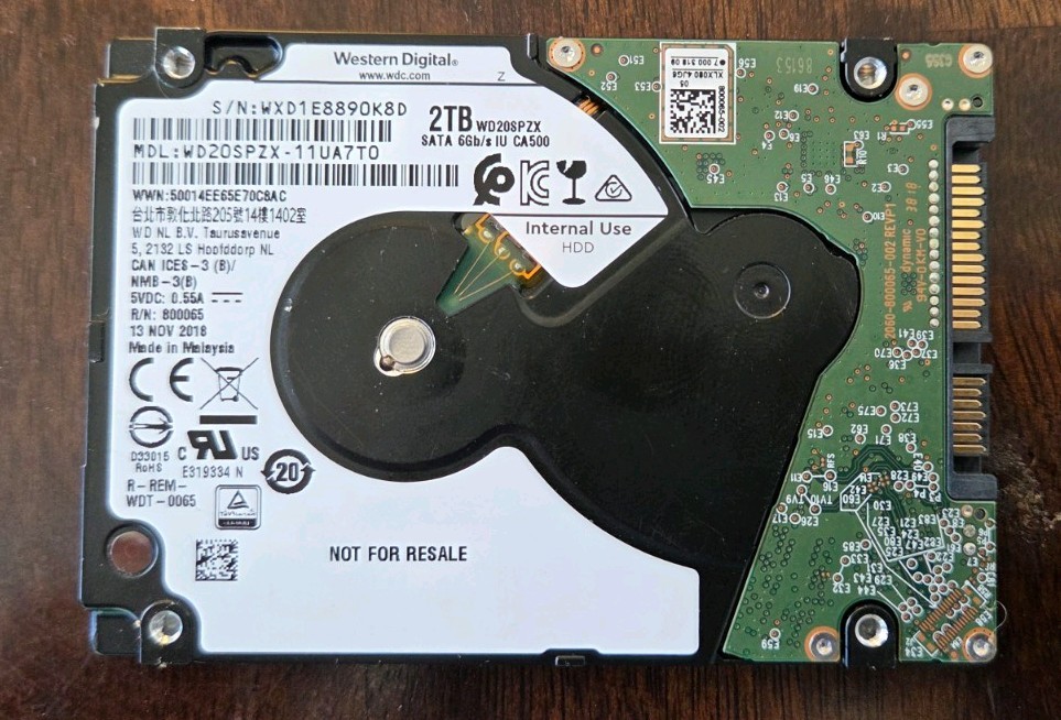 WD Blue Hard Drive HDD 2TB WD20SPZX 5400 RPM, SATA 6Gb/s 128 MB Cache, 2.5″