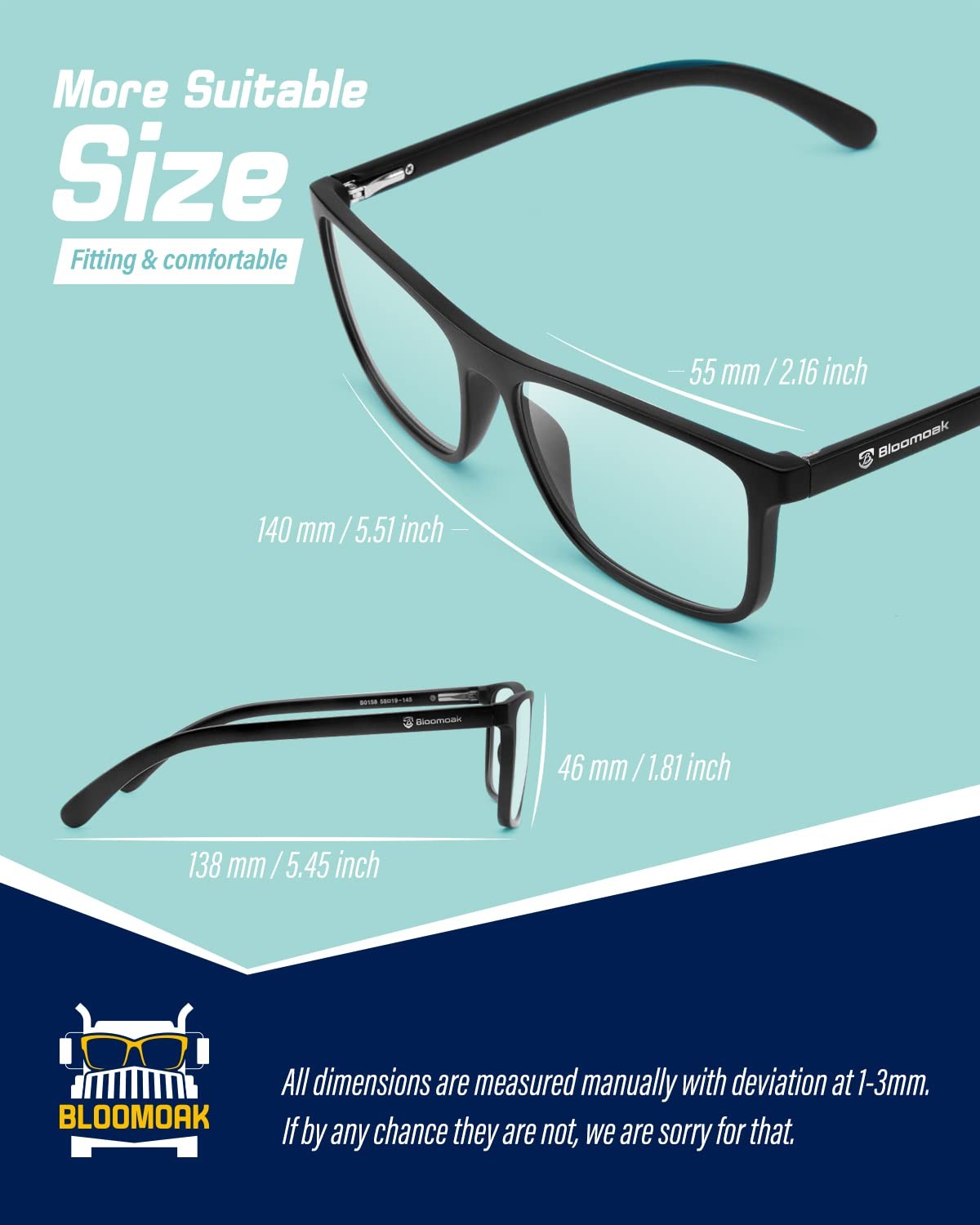 Bloomoak Clear Night Driving Glasses Non-Tinted Night Vision Glasses with Ant…