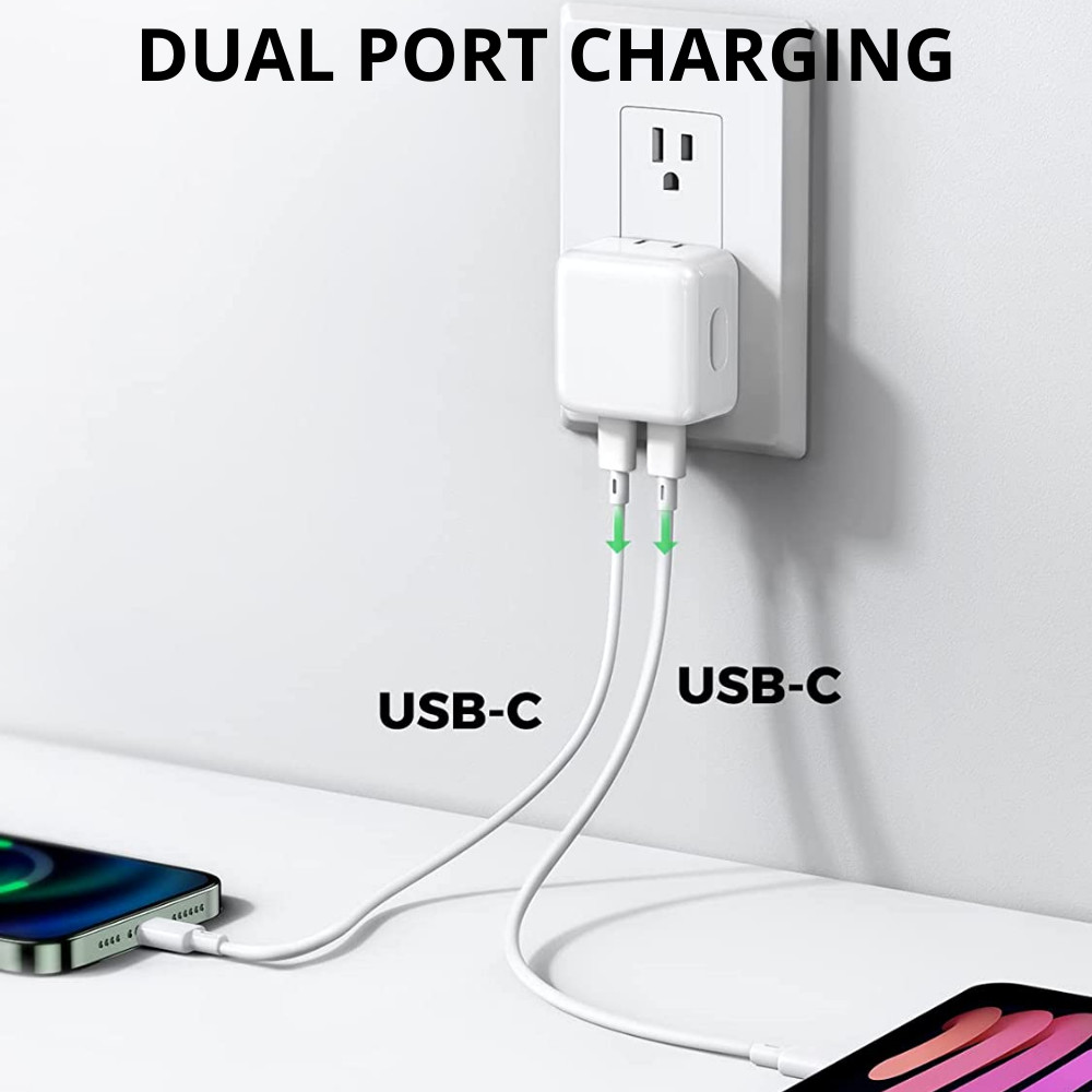Wholesale Bulk 35W Dual USB Type C Fast Charger Cube For iPhone iPad Macbook Air