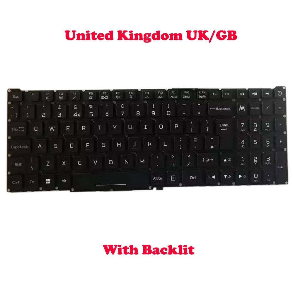 RGB Backlit Keyboard For ACER Predator Helios 18 PH18-71 N23Q2 United Kingdom UK